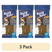 (3 pack) Purina Busy Bone Small & Medium Dog Treats with Natural Peanut Butter Chews, 7 oz Pouch (2 Count)