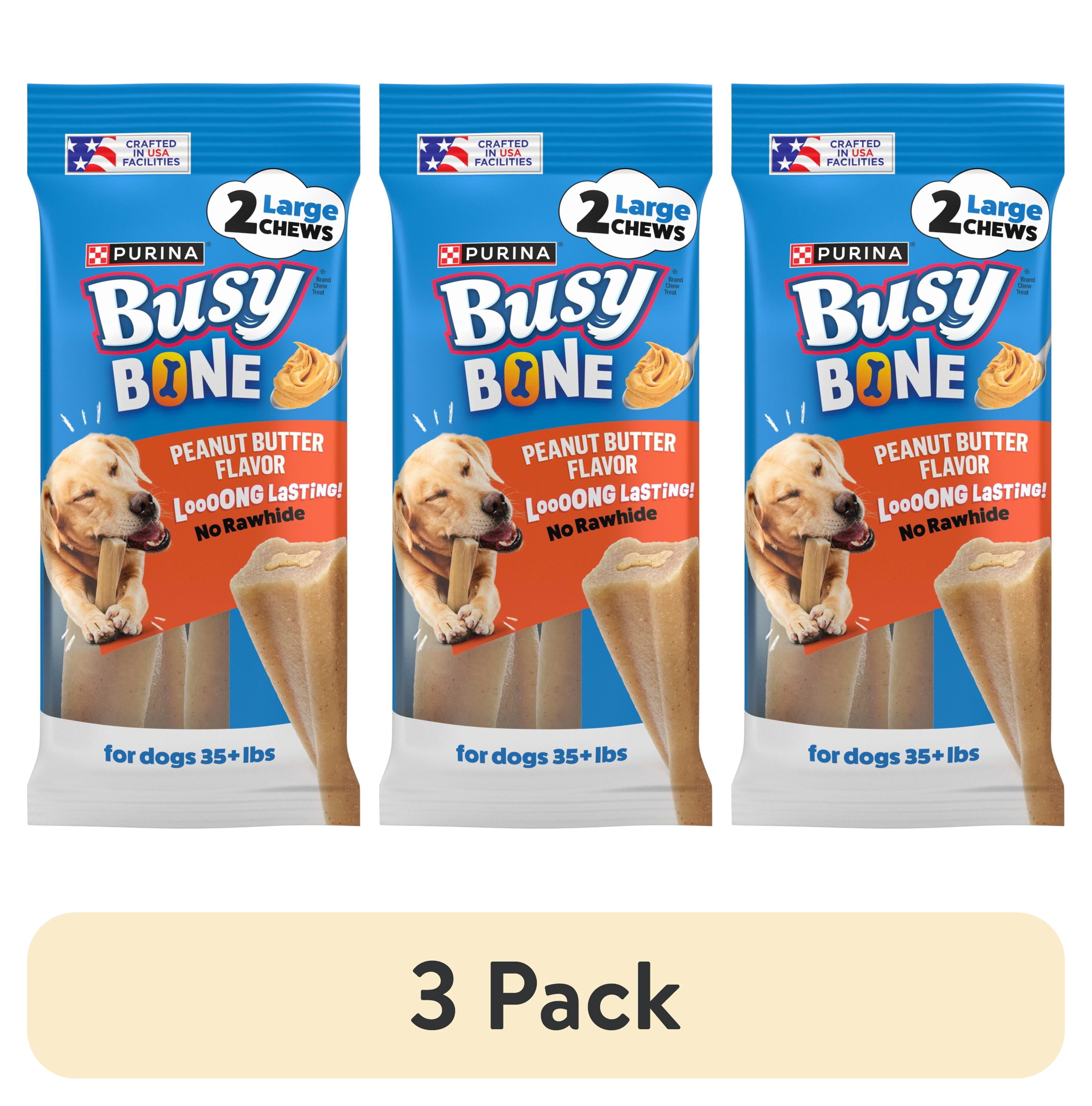 (3 pack) Purina Busy Bone Adult Dog Chew Bone Treats, Peanut Butter, 7 oz.