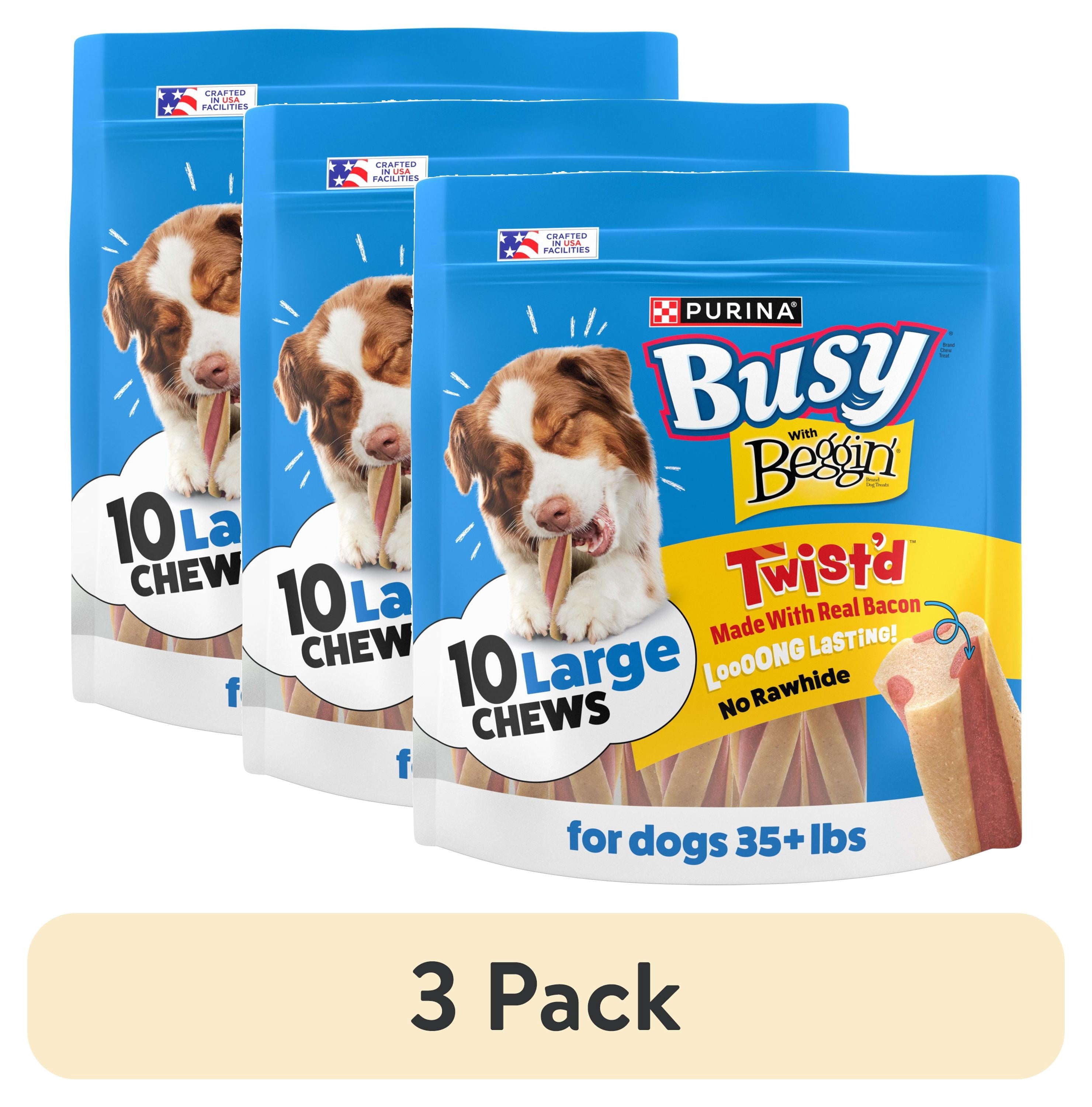 (3 pack) Purina Busy Twist’d With Beggin’ Large Dog Chew Treats, 36 oz.