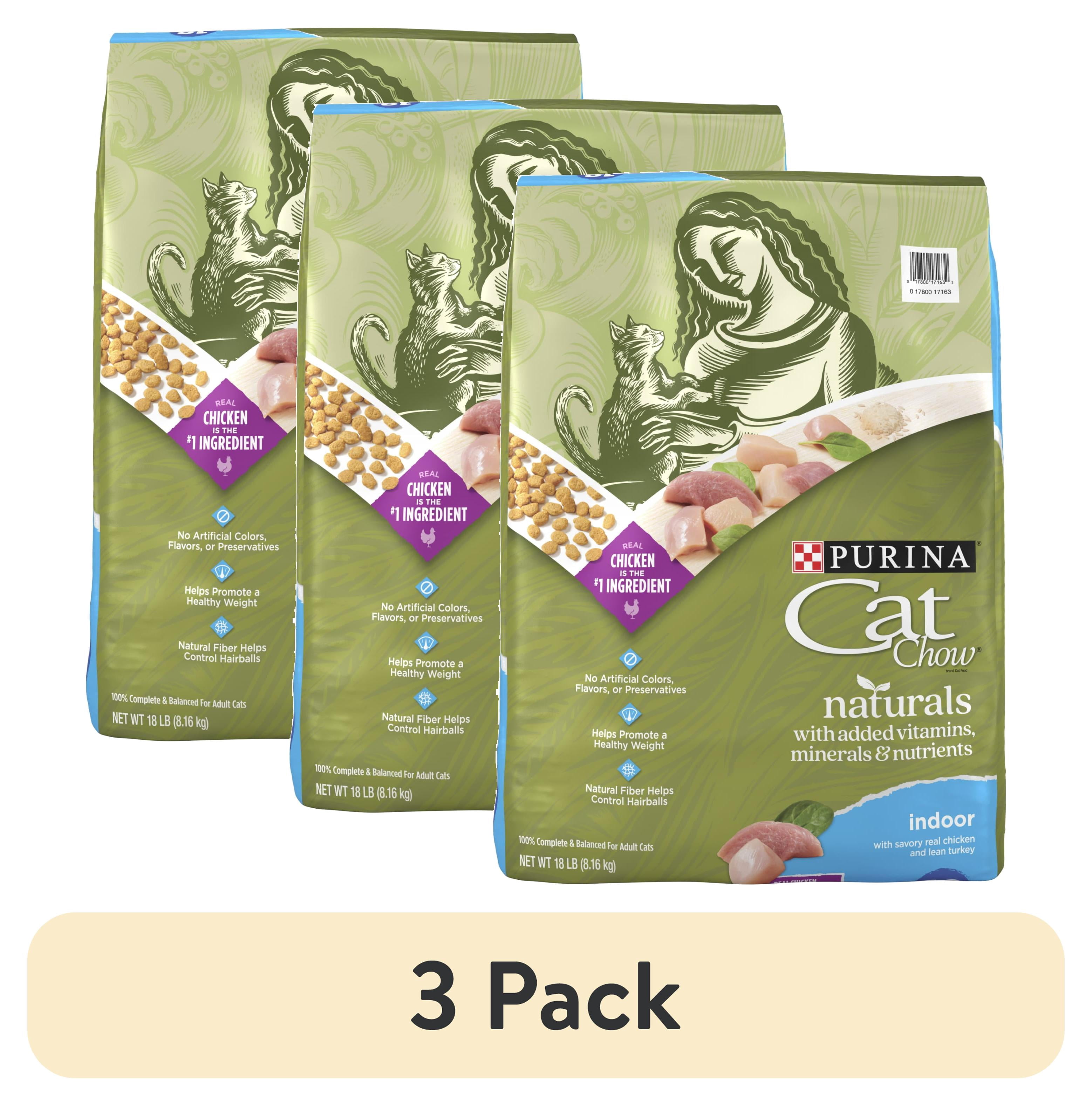 (3 pack) Purina Cat Chow Naturals, Indoor Dry Cat Food, Chicken & Turkey, 18 lb Bag