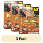 (3 pack) Purina Dog Chow Little Bites With Real Chicken And Beef Dry Dog Food Small Breed Recipe, 4 lb.