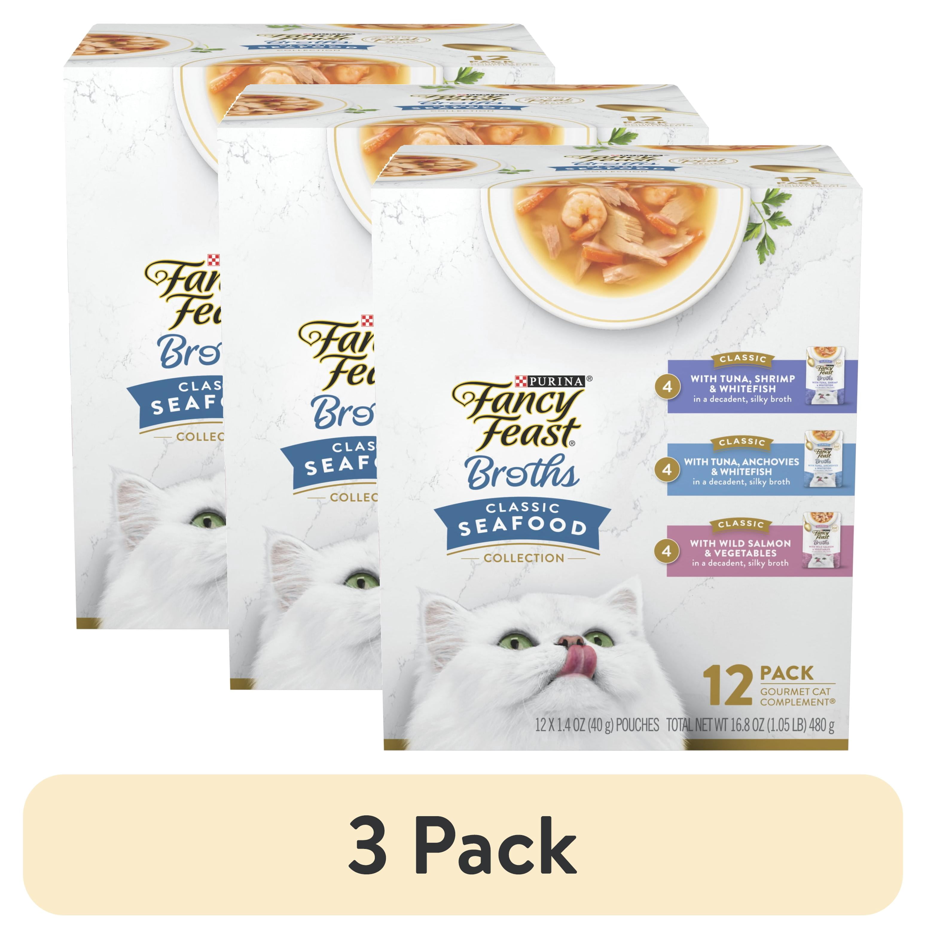 (3 pack) Purina Fancy Feast Broths Kitten Food, Wet Cat Food, Seafood Collection, 1.4 oz Pouch