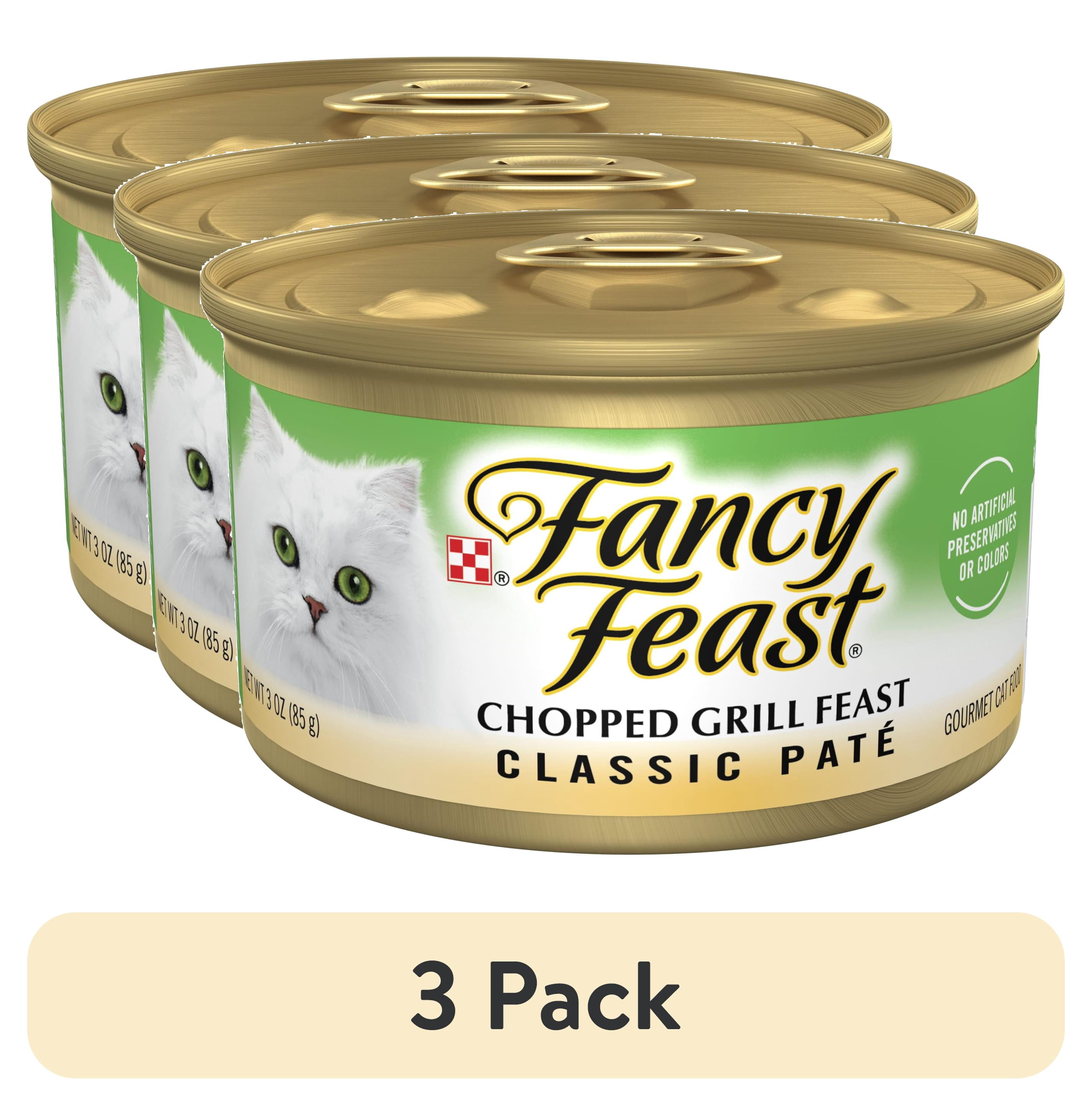 (3 pack) Purina Fancy Feast Chopped Grill Feast Classic Pate Wet Cat Food, 3 oz Can
