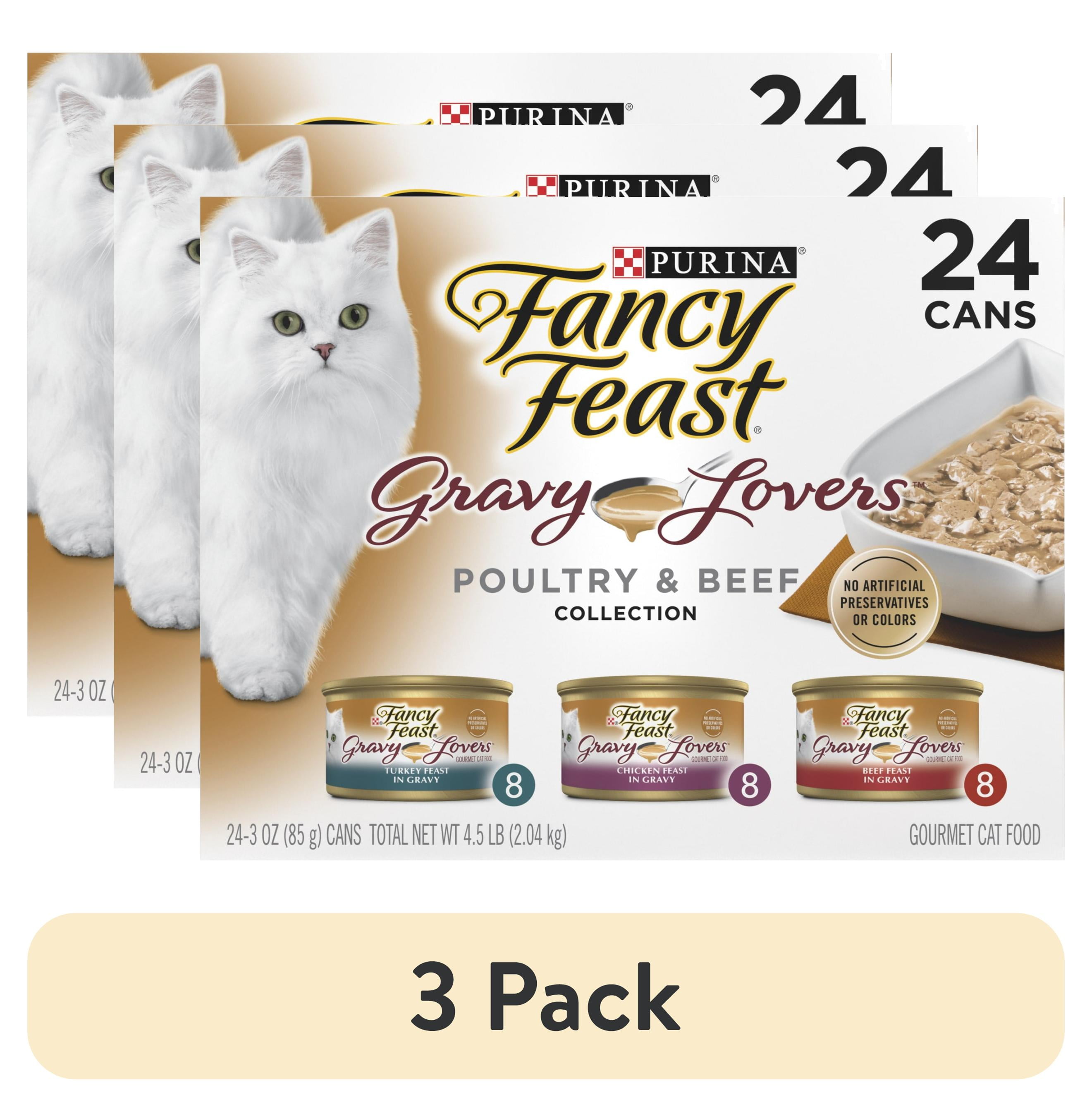 (3 pack) Purina Fancy Feast Gravy Lovers Food, Wet Cat Food Collection, 3 oz Cans