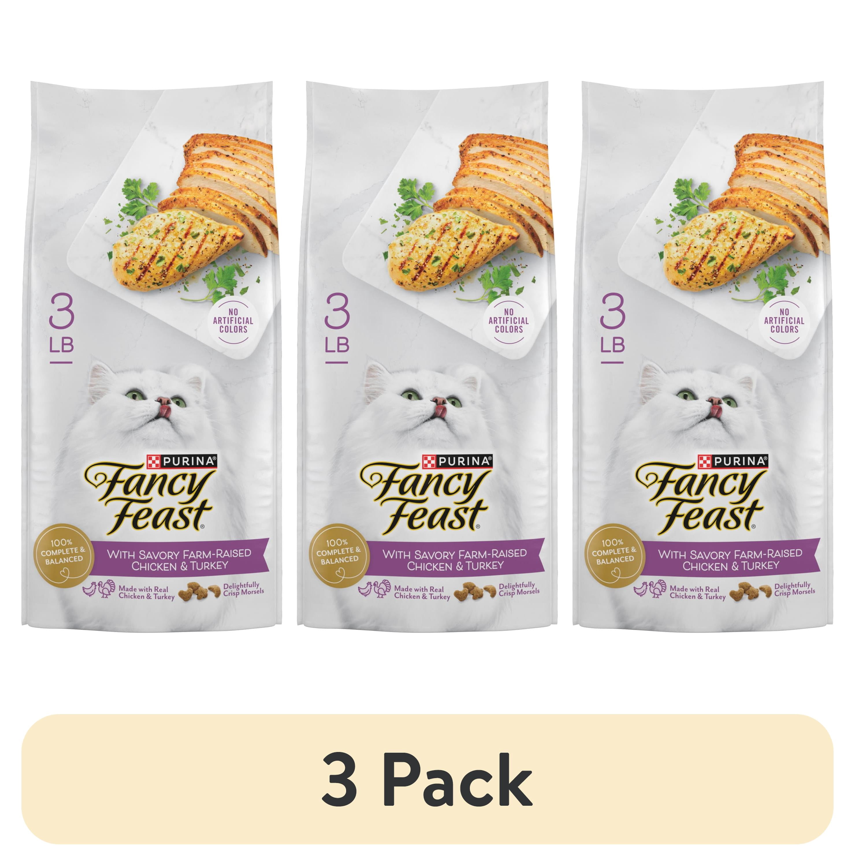 (3 pack) Purina Fancy Feast Indoor Dry Cat Food, Chicken & Turkey, 3 lb Bag