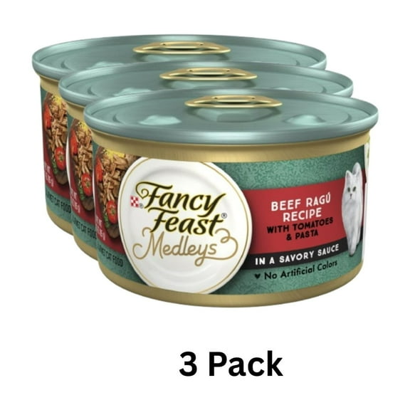 (3 pack) Purina Fancy Feast Medleys, Beef Ragu & Pasta Cat Food, 3 oz Can