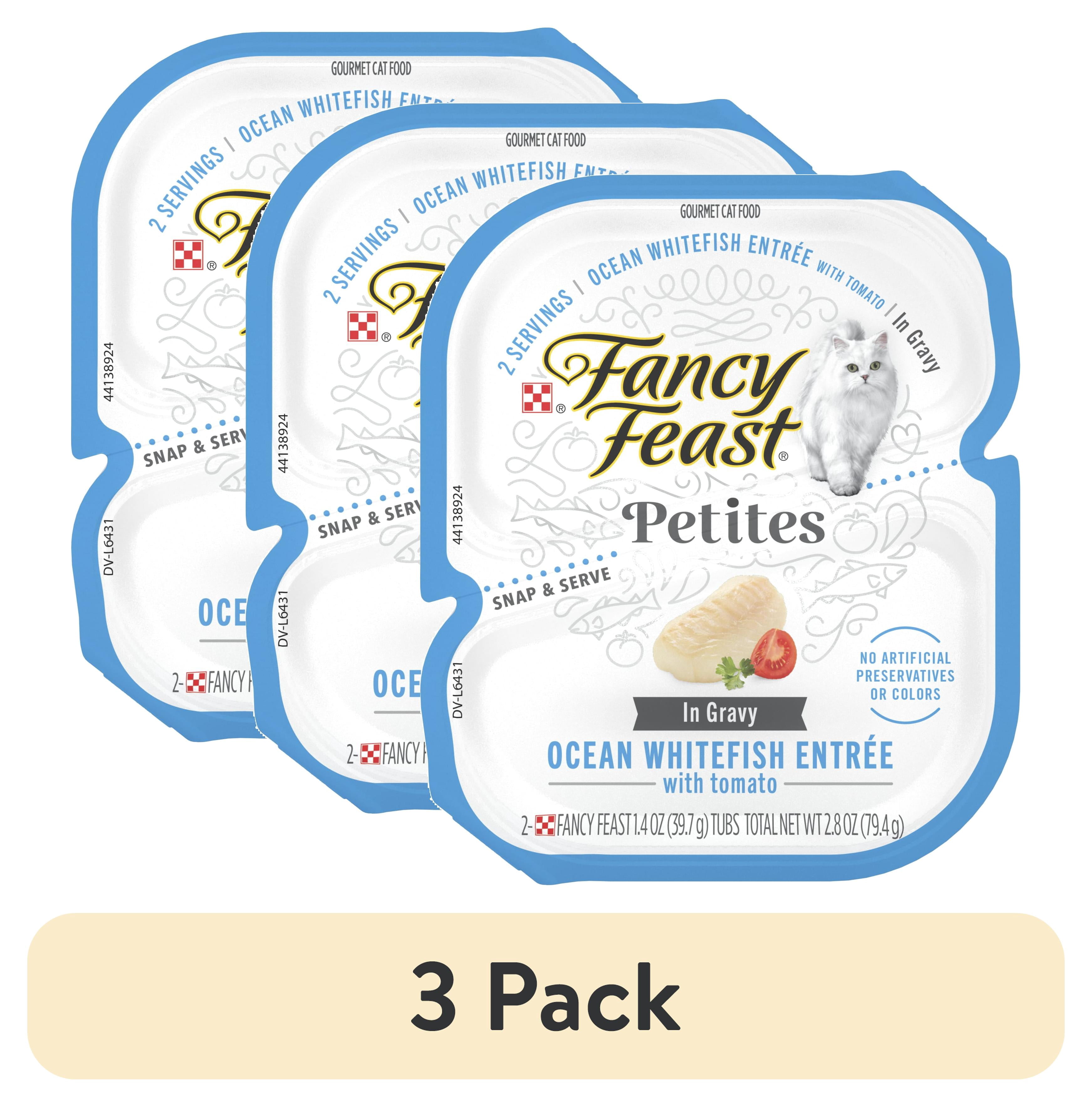 (3 pack) Purina Fancy Feast Petites Ocean Whitefish Entree With Tomato in Gravy Gourmet Wet Cat Food Pate