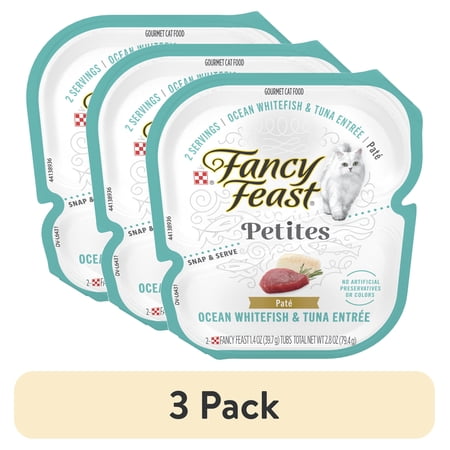 (3 pack) Purina Fancy Feast Petites Ocean Whitefish and Tuna Entrée Gourmet Wet Cat Food Pate