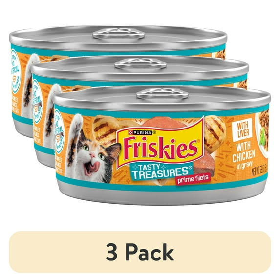 (3 pack) Purina Friskies Chicken and Liver, Wet Cat Food, 5.5 oz Can