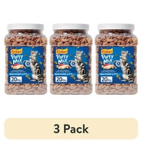 (3 pack) Purina Friskies Party Mix Beachside Crunch, Cat Treats, Shrimp, Crab, & Tuna, 20 oz Canister
