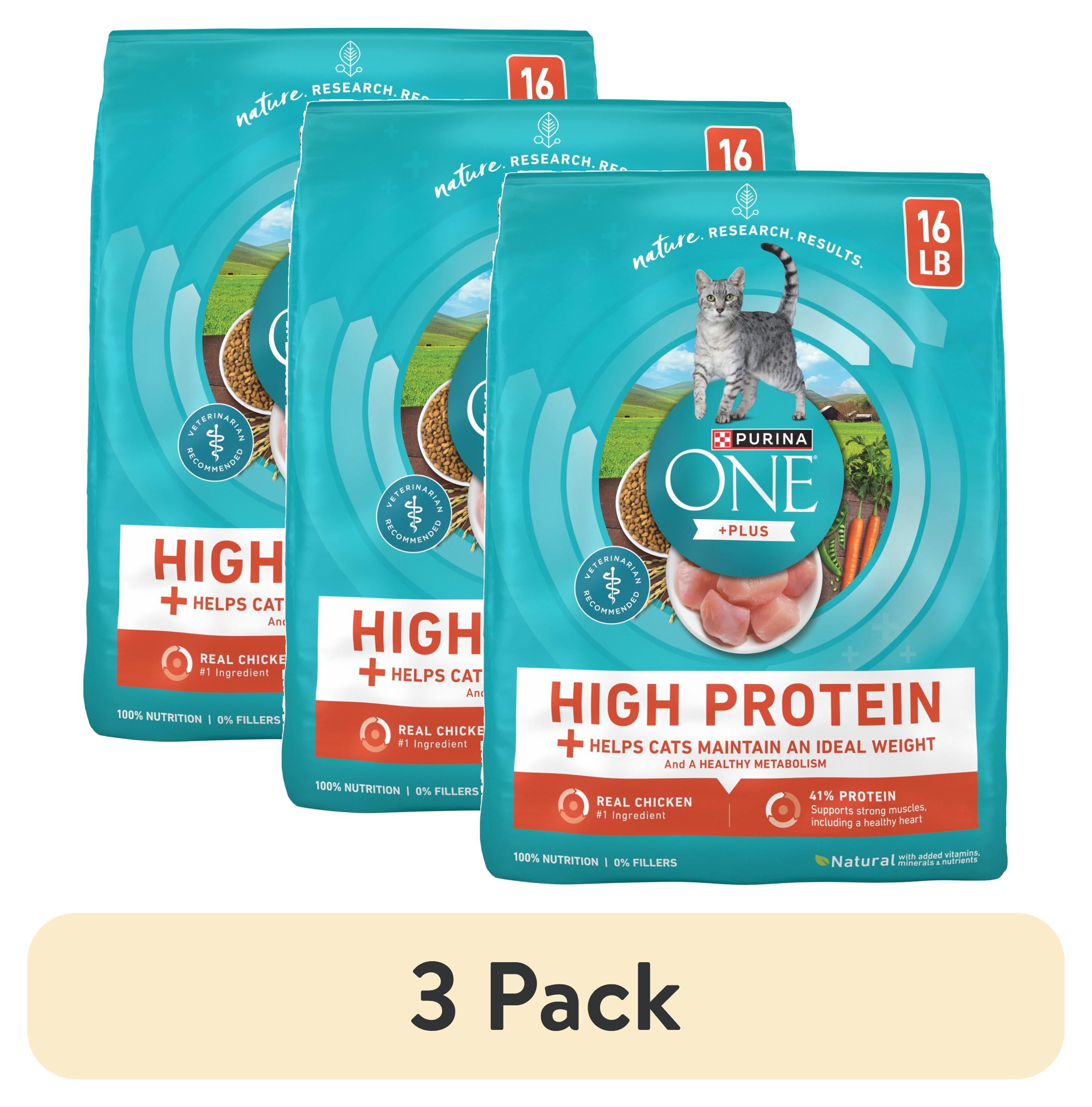 (3 pack) Purina ONE, Healthy Weight Plus Ideal Weight With Chicken Dry Cat Food High Protein, Weight Control Formula, 16 lb Bag