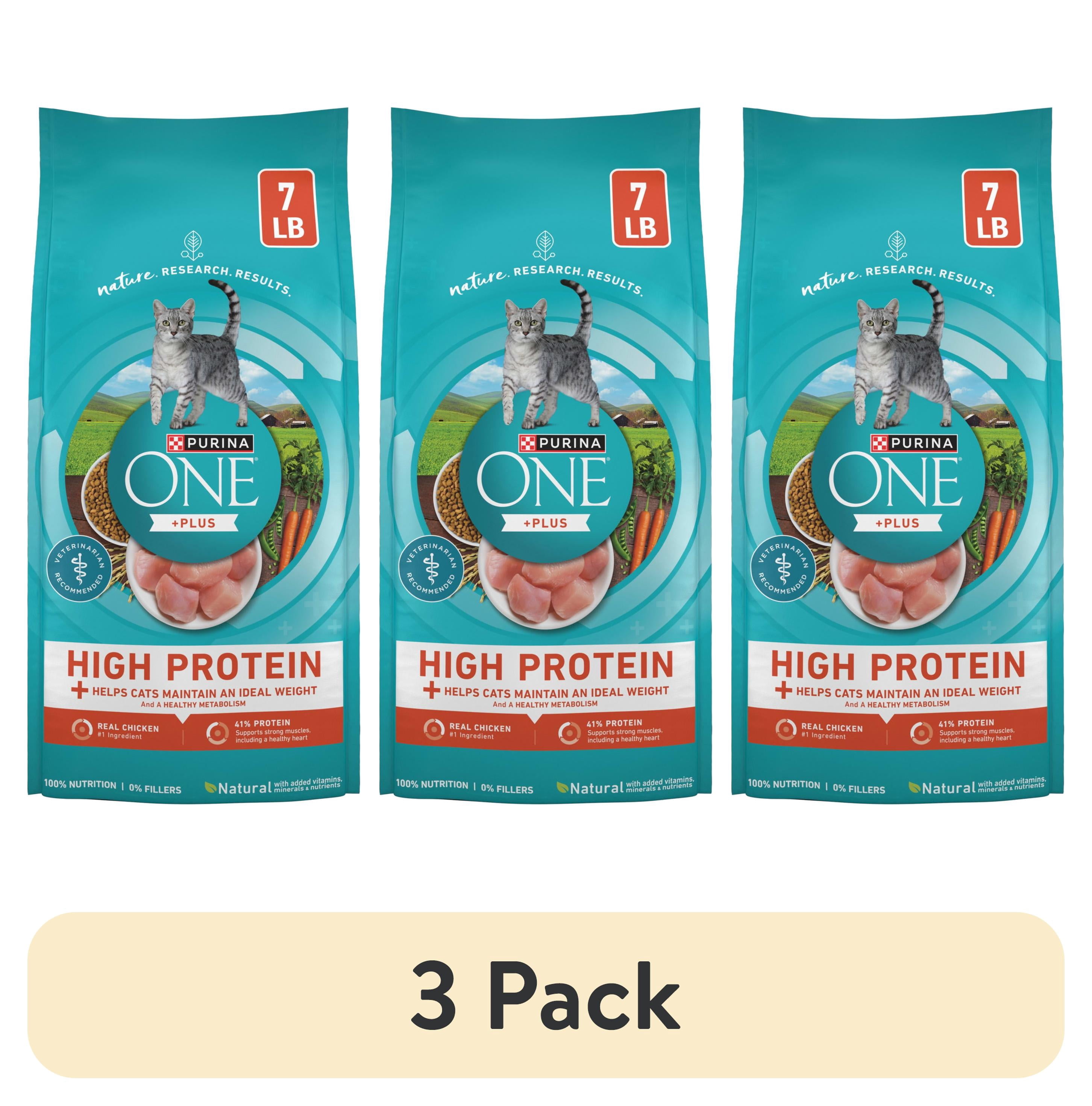 (3 pack) Purina ONE, Healthy Weight Plus Ideal Weight With Chicken Dry Cat Food High Protein, Weight Control Formula, 7 lb Bag, 4 Pack