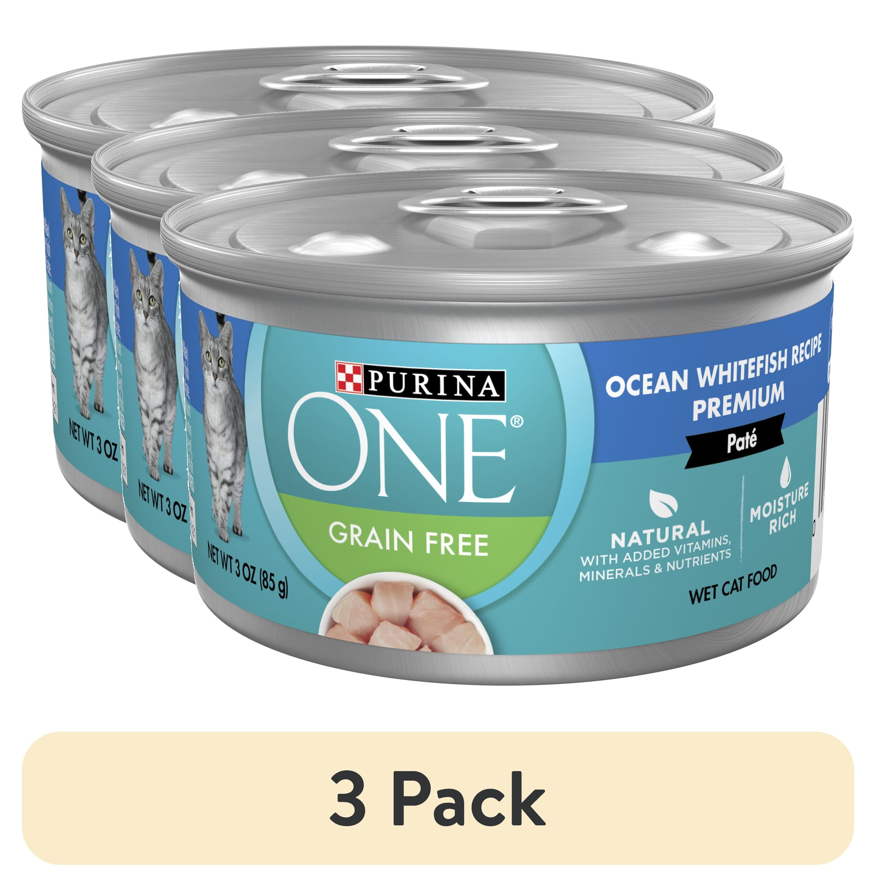 (3 pack) Purina ONE Pate, Natural Grain Free, Wet Cat Food, Oceanwhite Fish, 3 oz Can