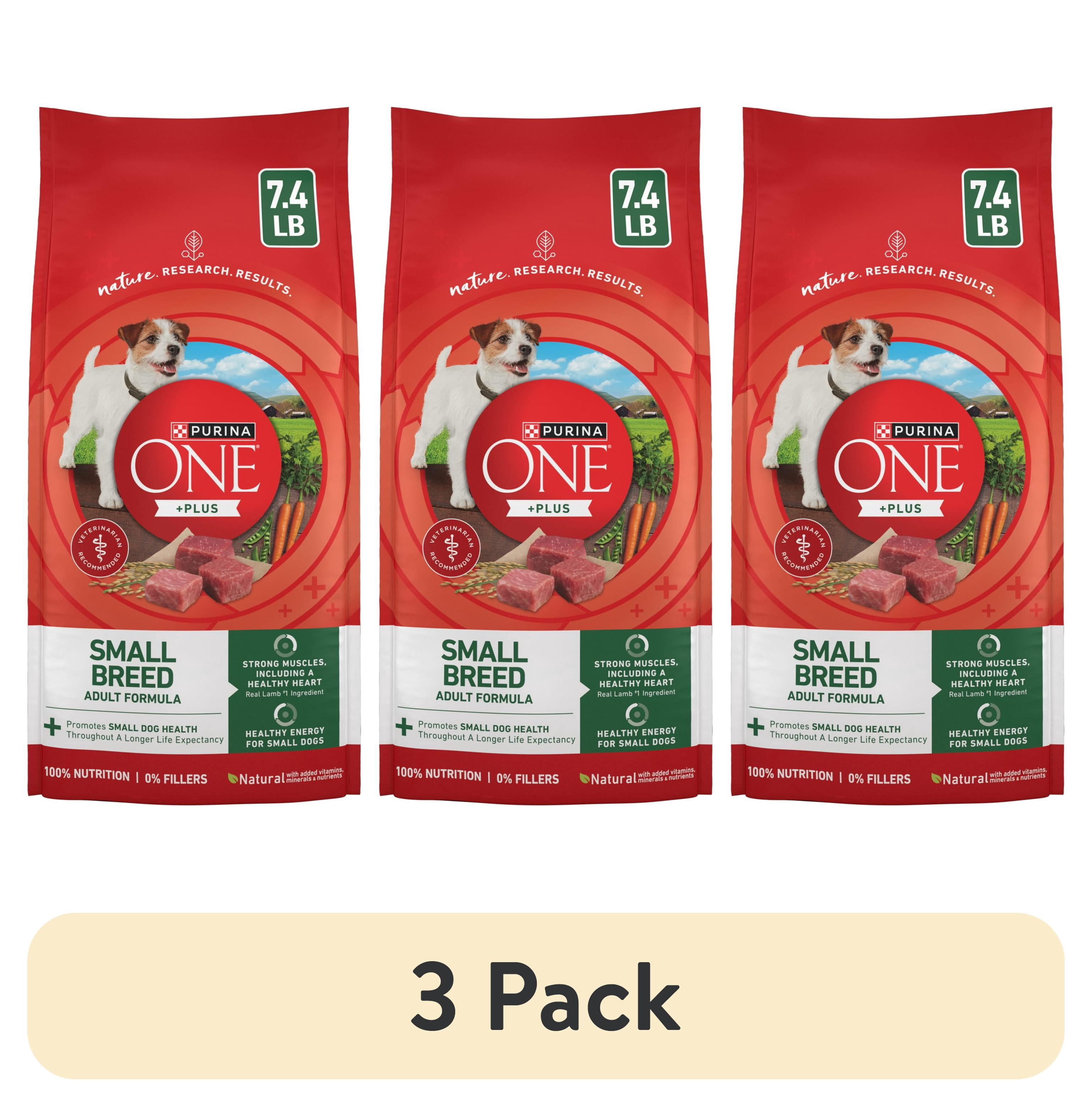 (3 pack) Purina ONE Plus Small Breed Lamb and Rice Formula Dry Dog Food 7.4 lb. Bag