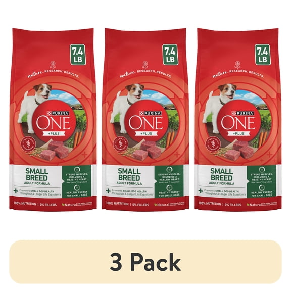 (3 pack) Purina ONE Plus Small Breed Lamb and Rice Formula Dry Dog Food 7.4 lb. Bag