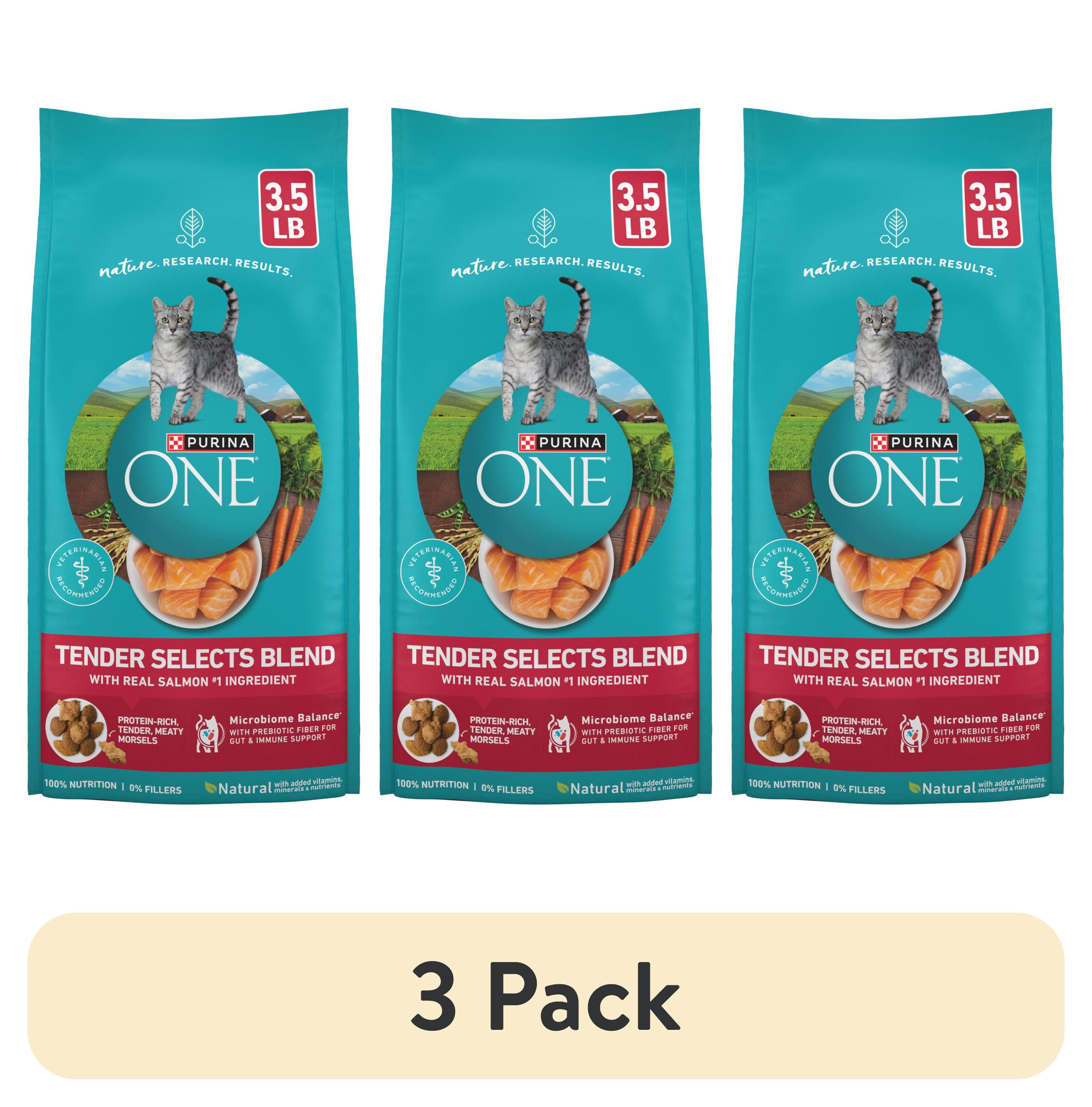 (3 pack) Purina ONE Tender Select Blends Dry Cat Food, Salmon, 3.5 lb Bag, 4 Pack