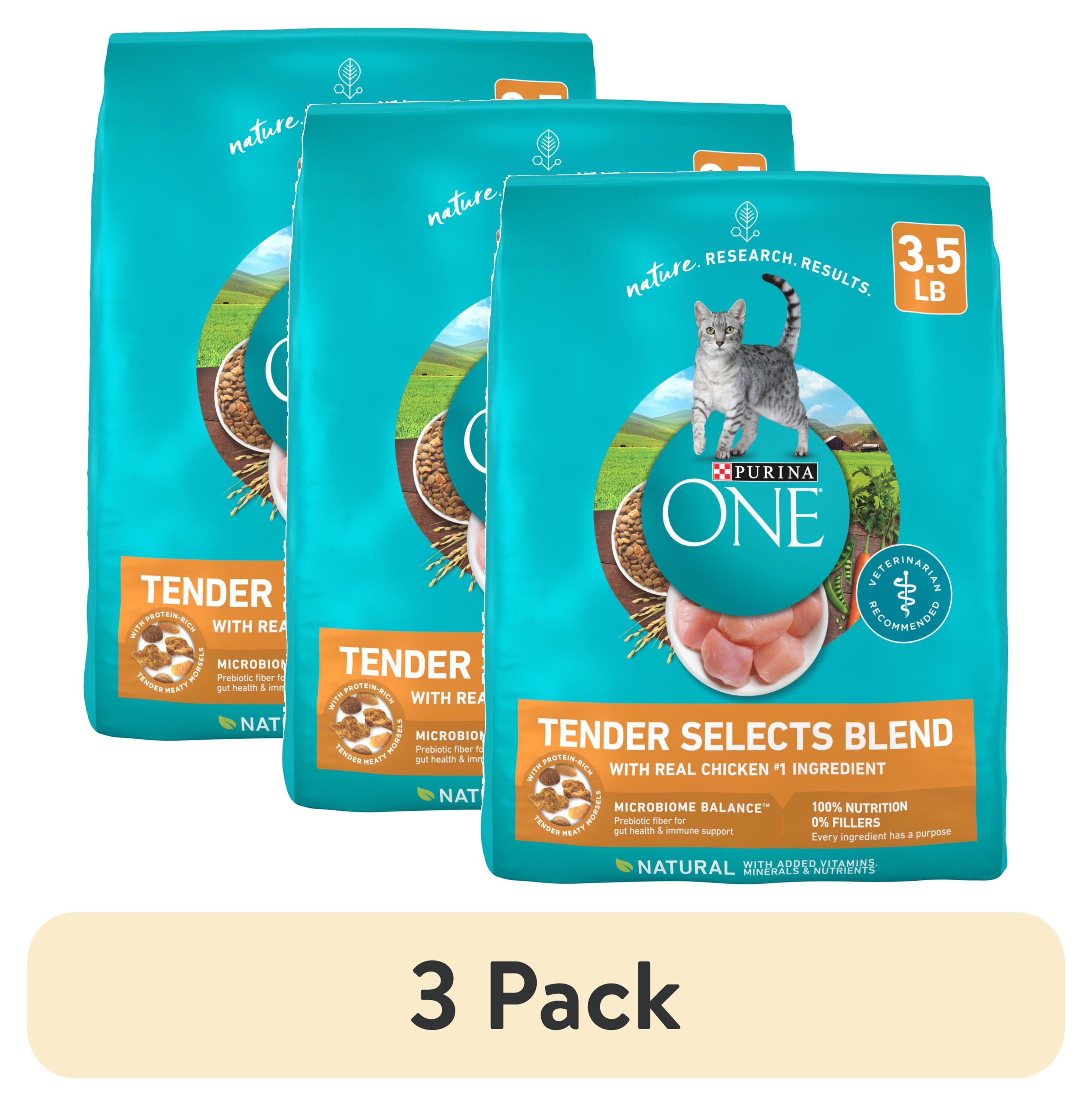 (3 pack) Purina ONE Tender Selects Blend With Real Chicken Digestive Natural Dry Cat Food, 3.5 lb, 4 Pack