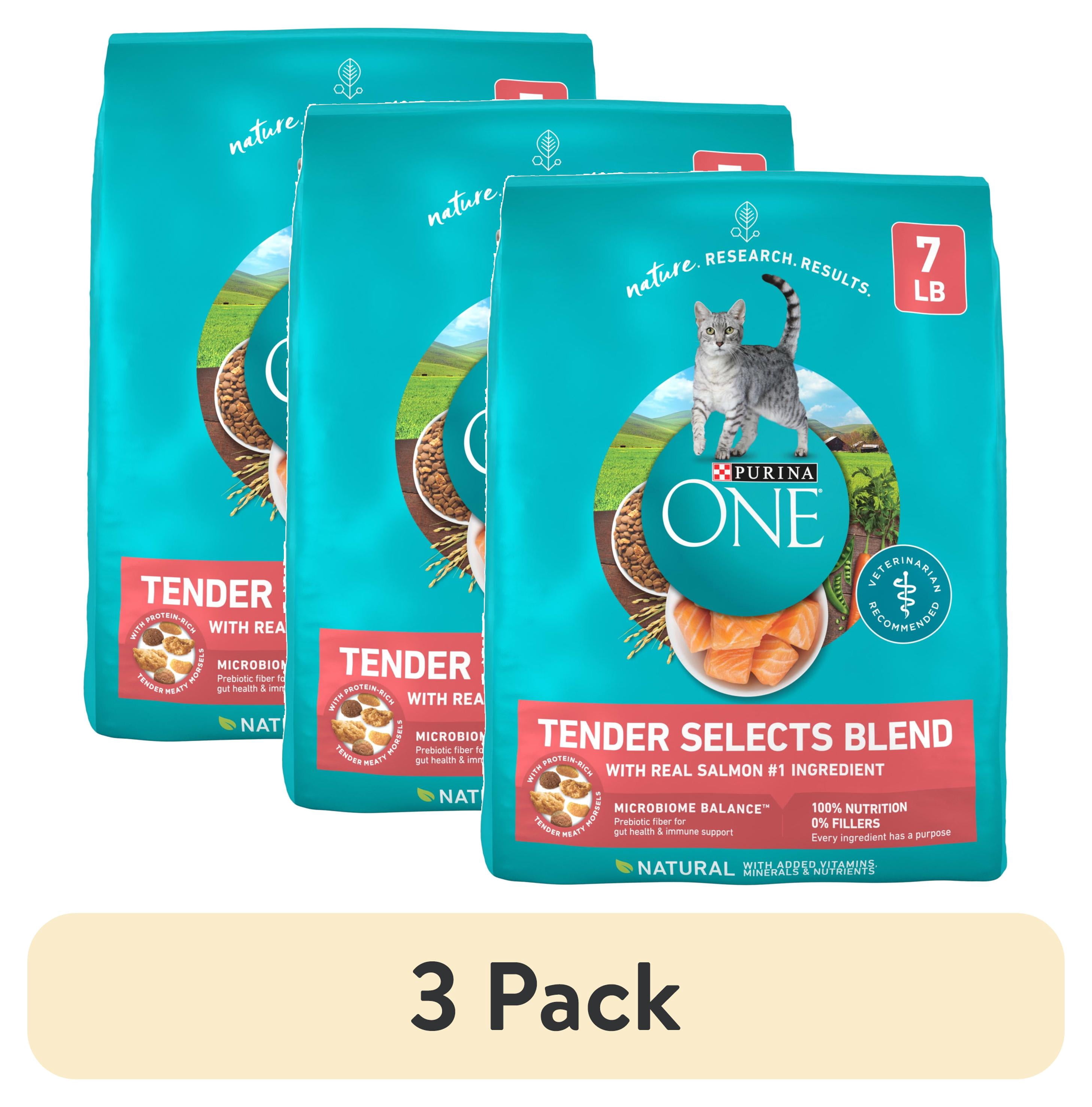 (3 pack) Purina ONE Tender Selects Blend With Real Salmon Digestive Care Natural Dry Cat Food, 7 lb.