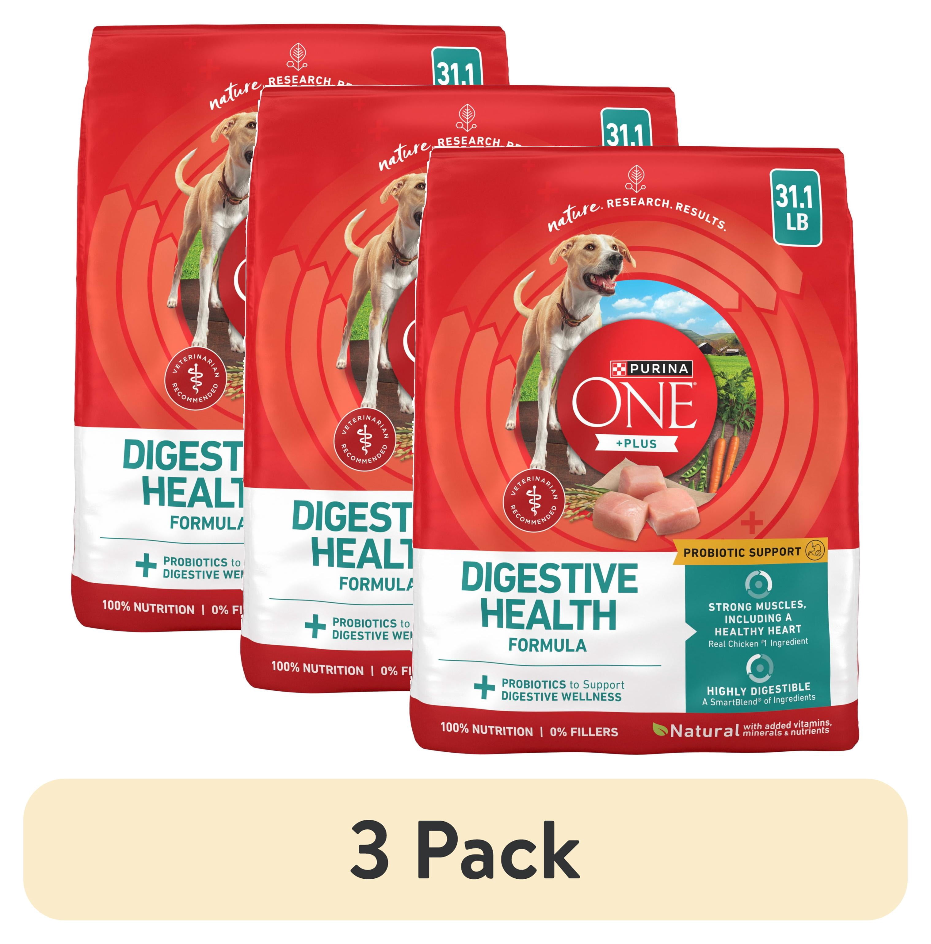 (3 pack) Purina One Plus Dry Dog Food for Adult Dogs, High Protein, Sensitive Stomach, Chicken, 31.1 lb Bag