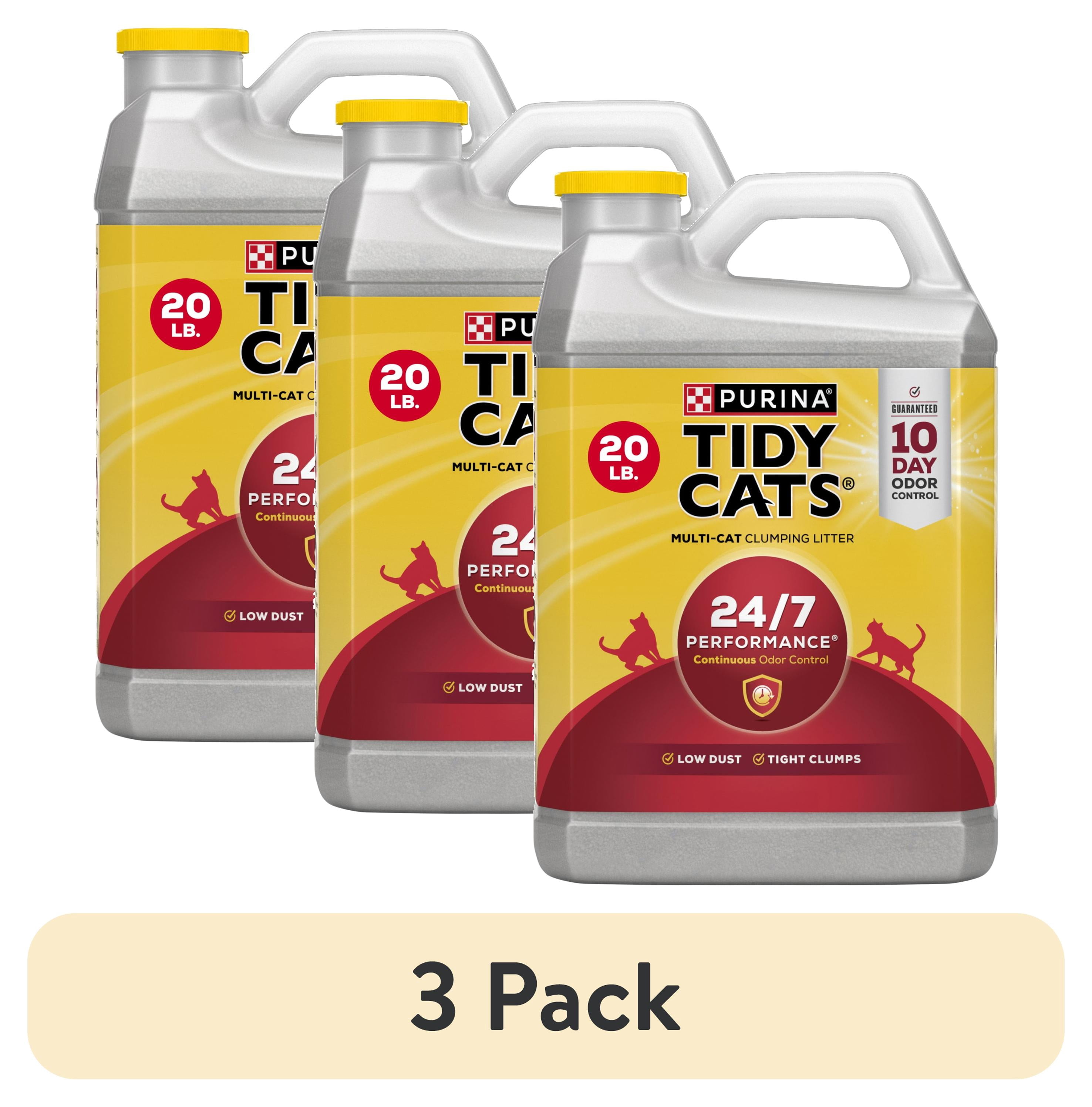 (3 pack) Purina Tidy Cats 24/7 Performance Clumping Cat Litter, Clean Linen Scent, 20 lb Jug