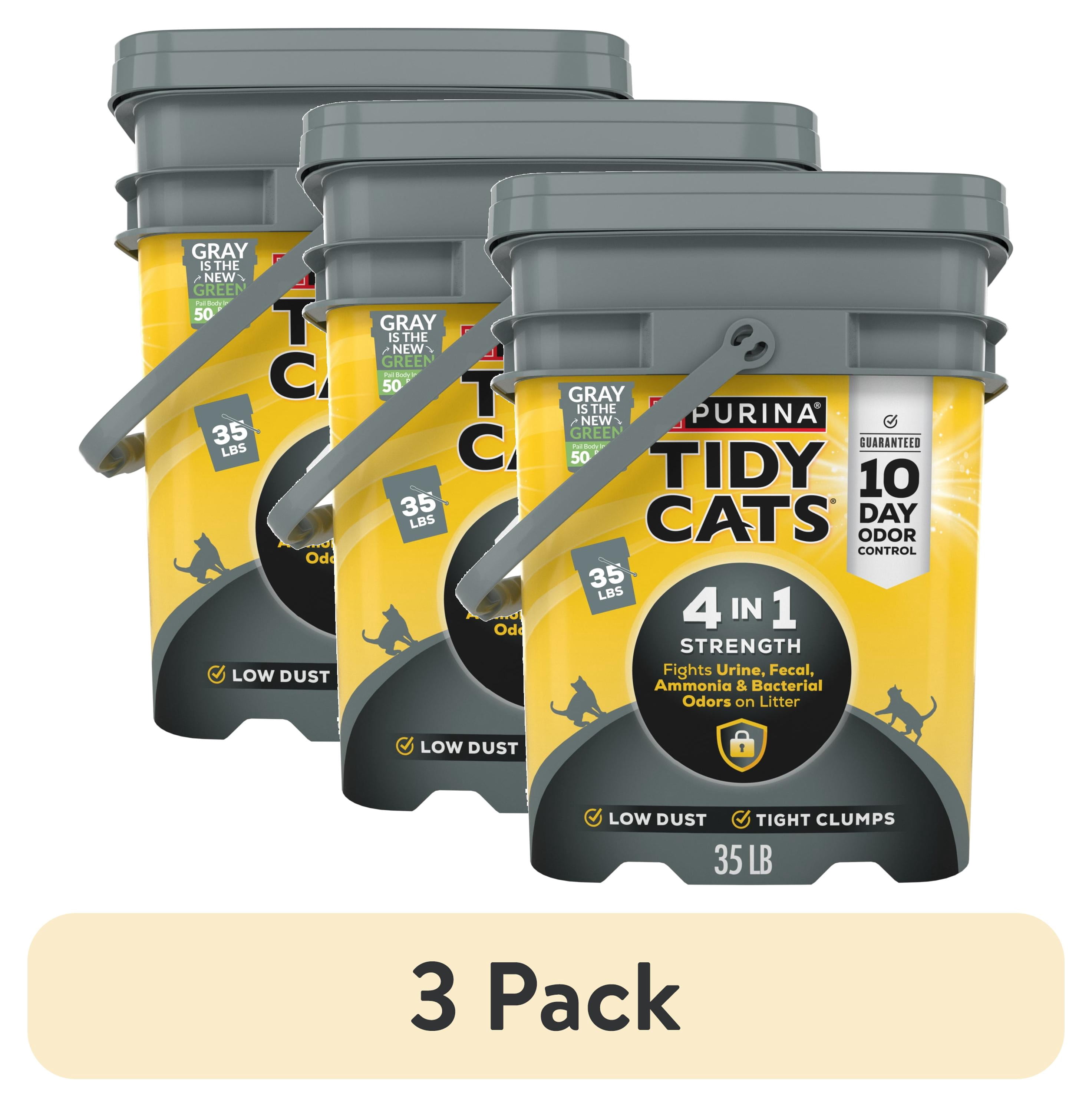 (3 pack) Purina Tidy Cats 4-In-1 Strength Clumping Cat Litter, Floral Scent, 35 lb Pail