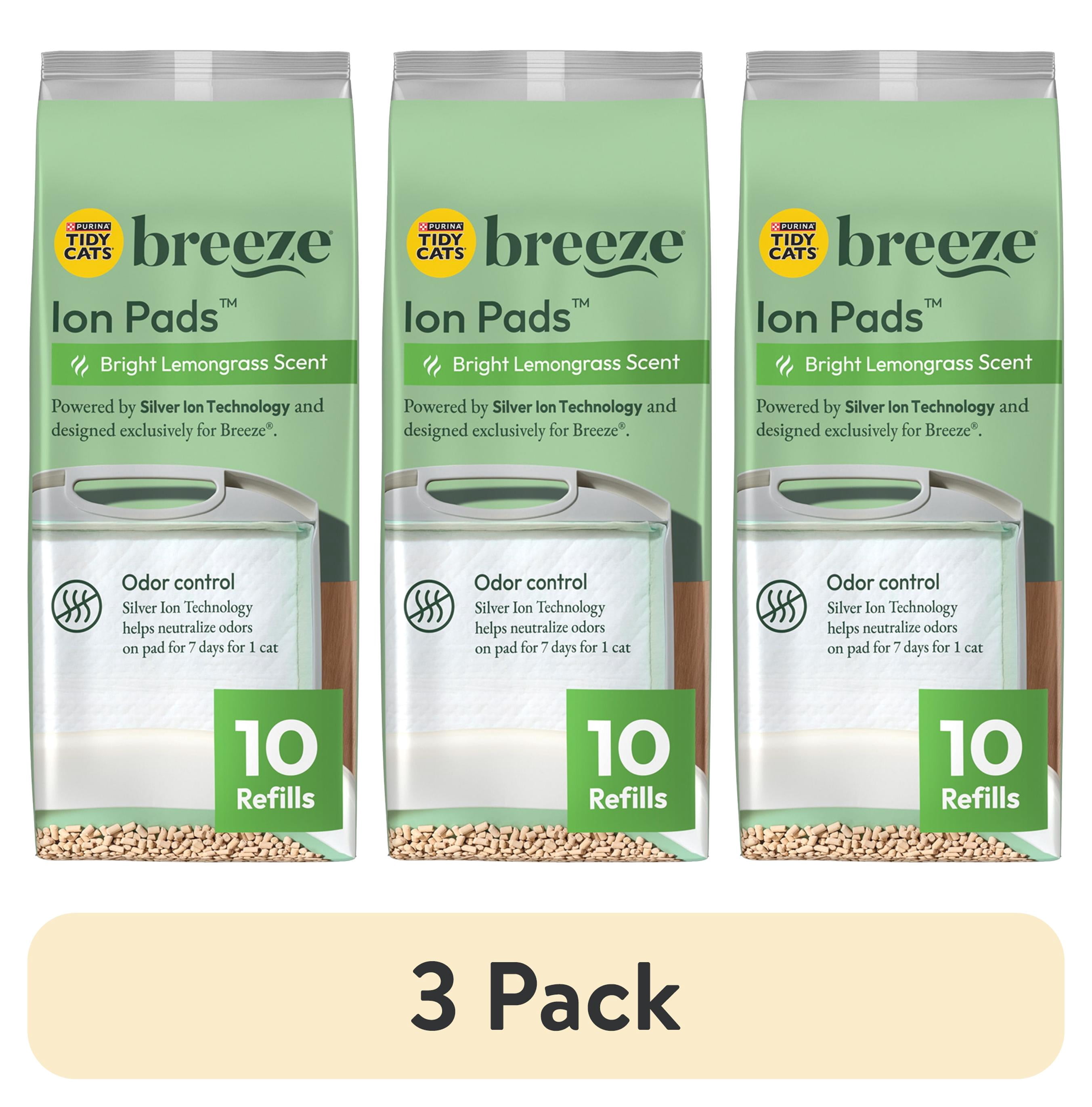 (3 pack) Purina Tidy Cats Breeze Bright Lemongrass Scented Ion Cat Litter Pads Refill Pack