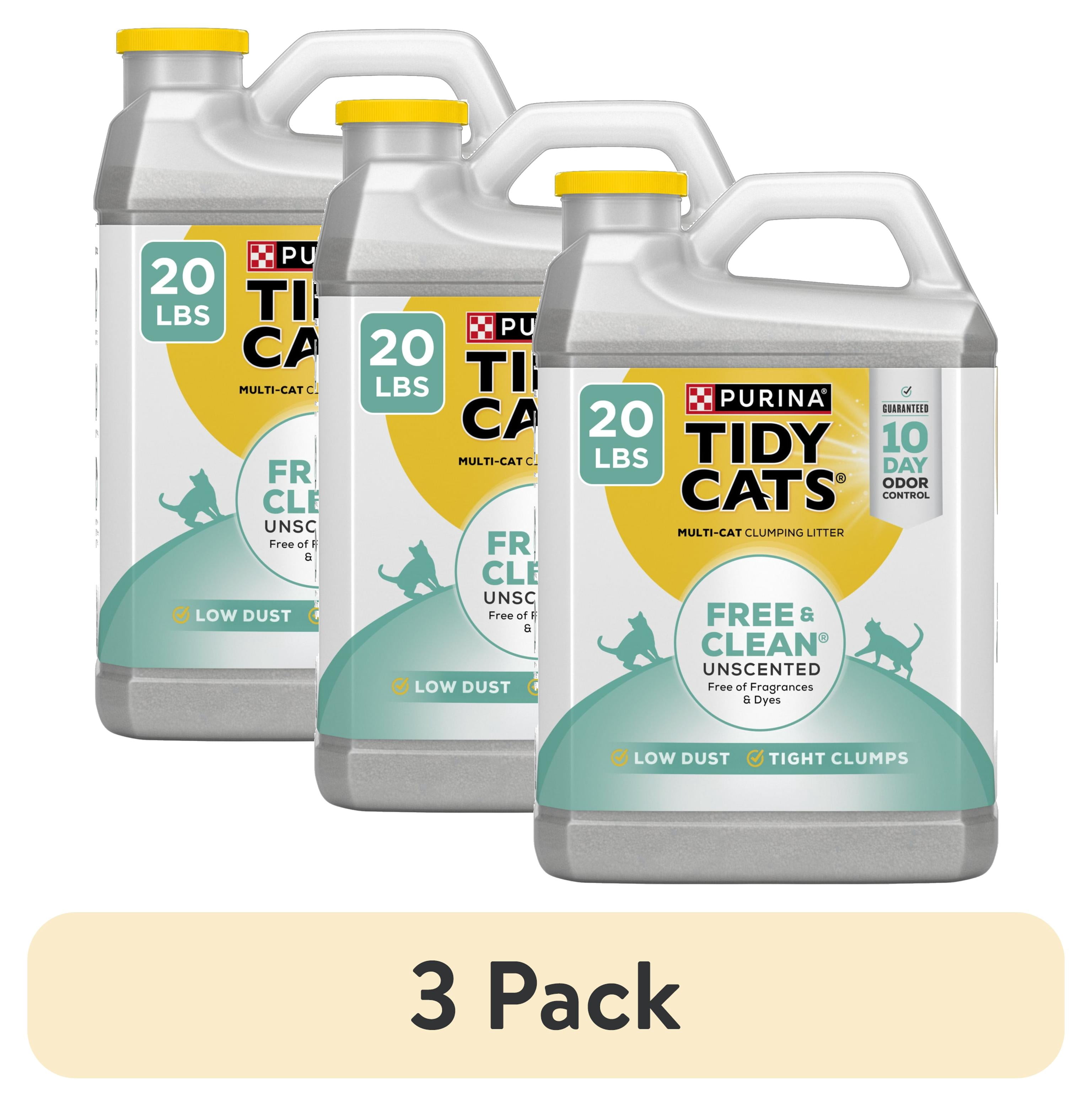 (3 pack) Purina Tidy Cats Free and Clean Clumping Cat Litter, Unscented, 20 lb Jug