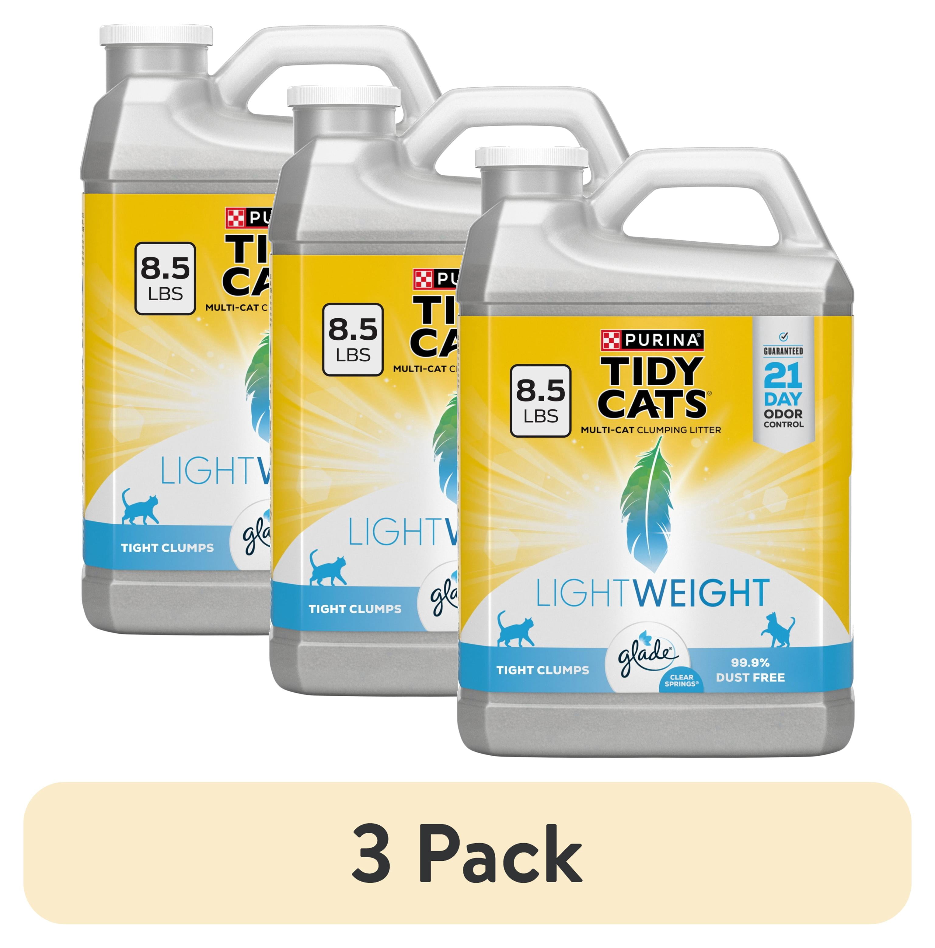 (3 pack) Purina Tidy Cats LightWeight Clumping Cat Litter, Glade Clear Springs Scent, 8.5 lb Jug