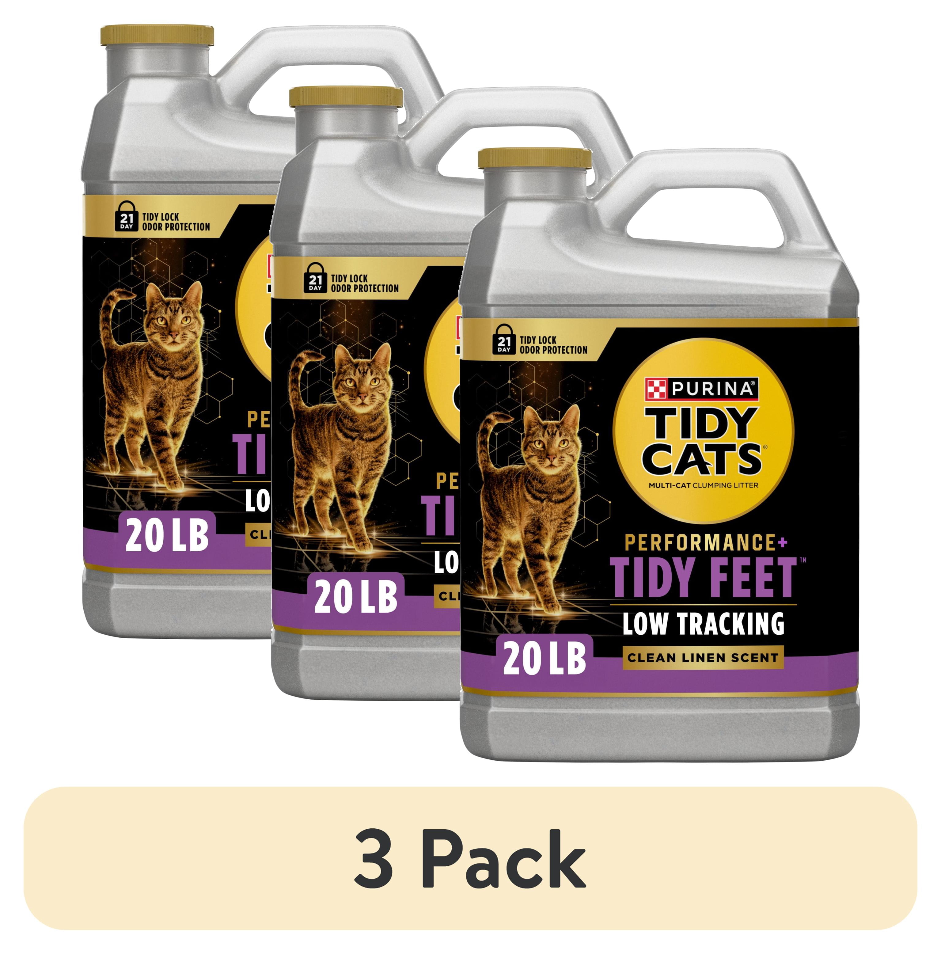 (3 pack) Purina Tidy Cats Tidy Feet Low Tracking Cat Litter, Clean Linen Scent, 20 lb Jug