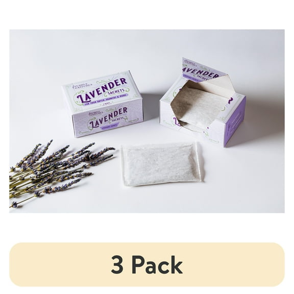 (3 pack) Purple Pastures Lavender Sachets, Natural Home Fragrance, 1.6 oz, 4 Count