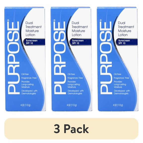 (3 pack) Purpose Dual Treatment Moisture Lotion SPF10 4 OZ