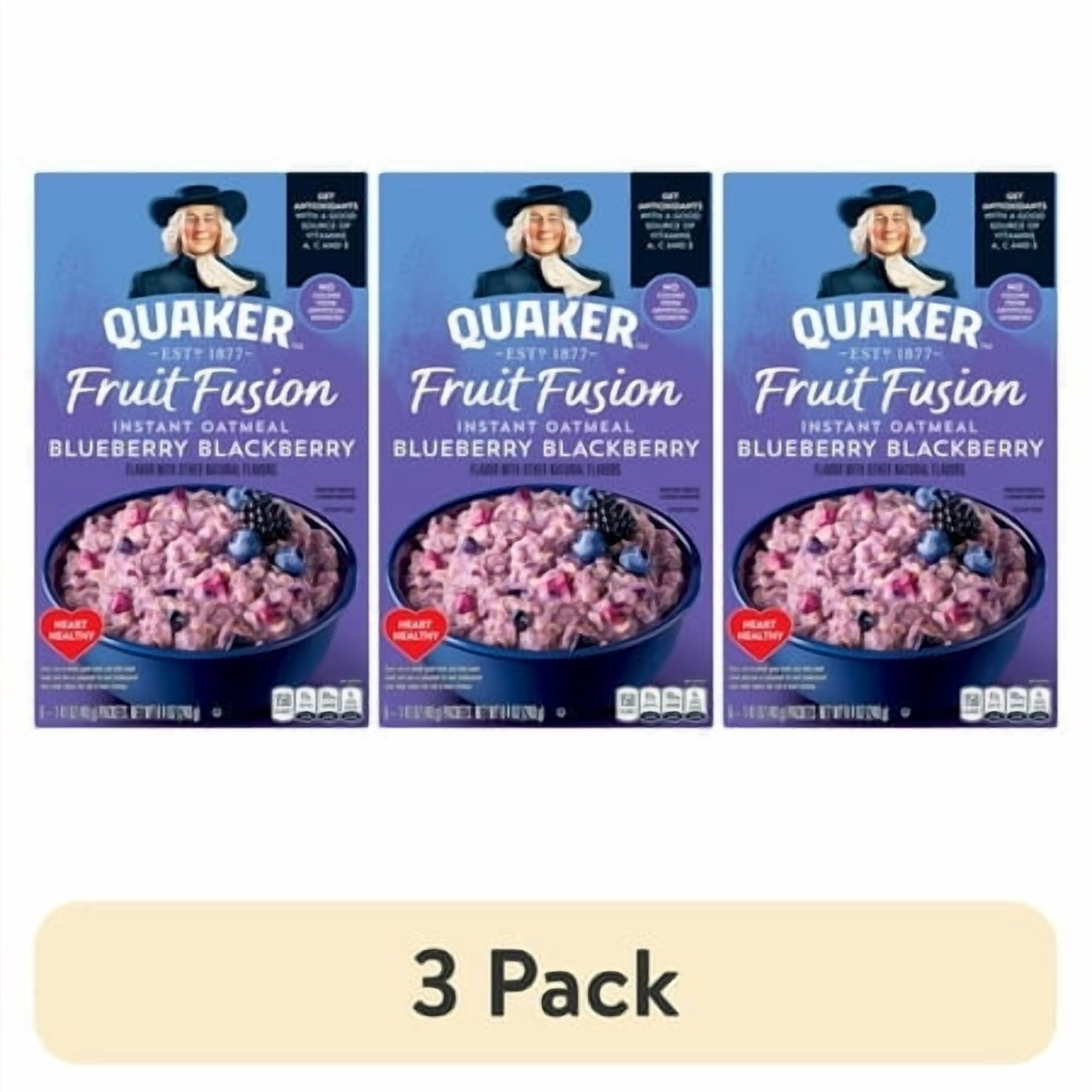 (3 pack) Quaker Immunity Instant Oatmeal, Blueberry Blackberry, Good Source of Vitamins C, D, & Zinc, Whole Grains. 1.41 oz packets, (6 Pack)