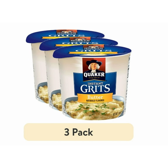 (3 pack) Quaker Instant Grits, Butter, 1.48 oz Cup