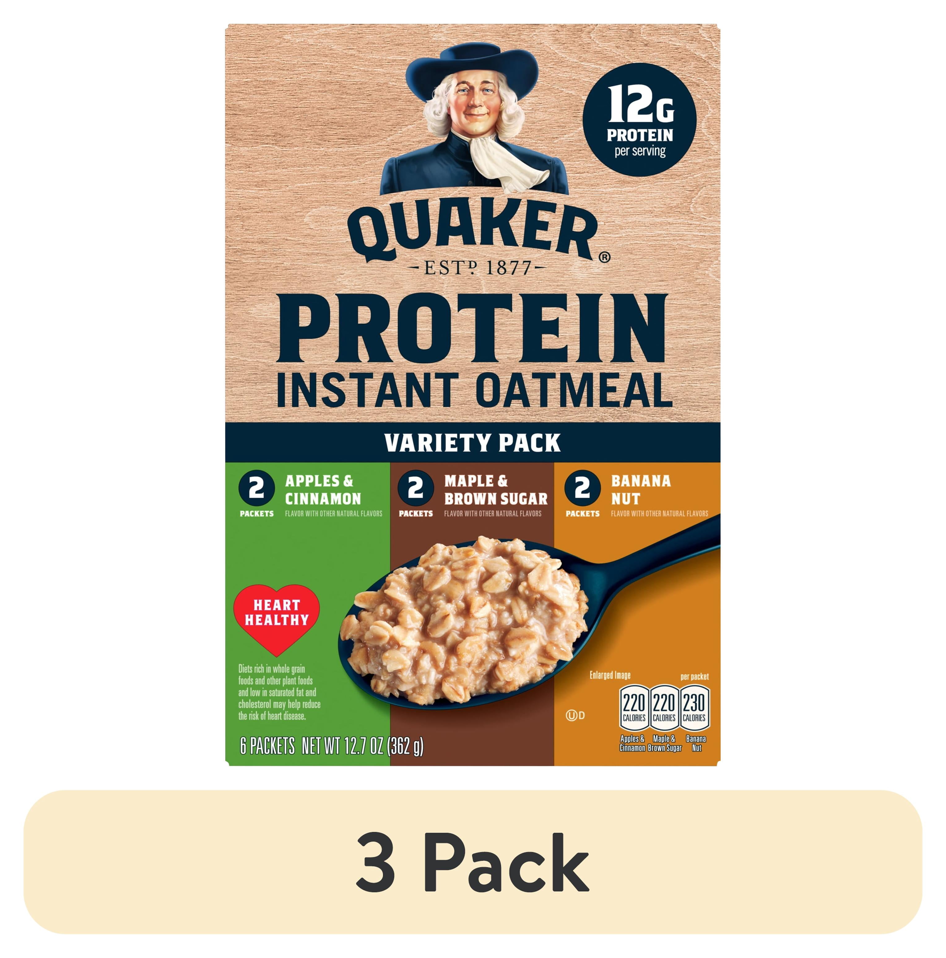 (3 pack) Quaker Instant Oats Hot Cereal, Protein Variety, 12.76 oz 6 Count