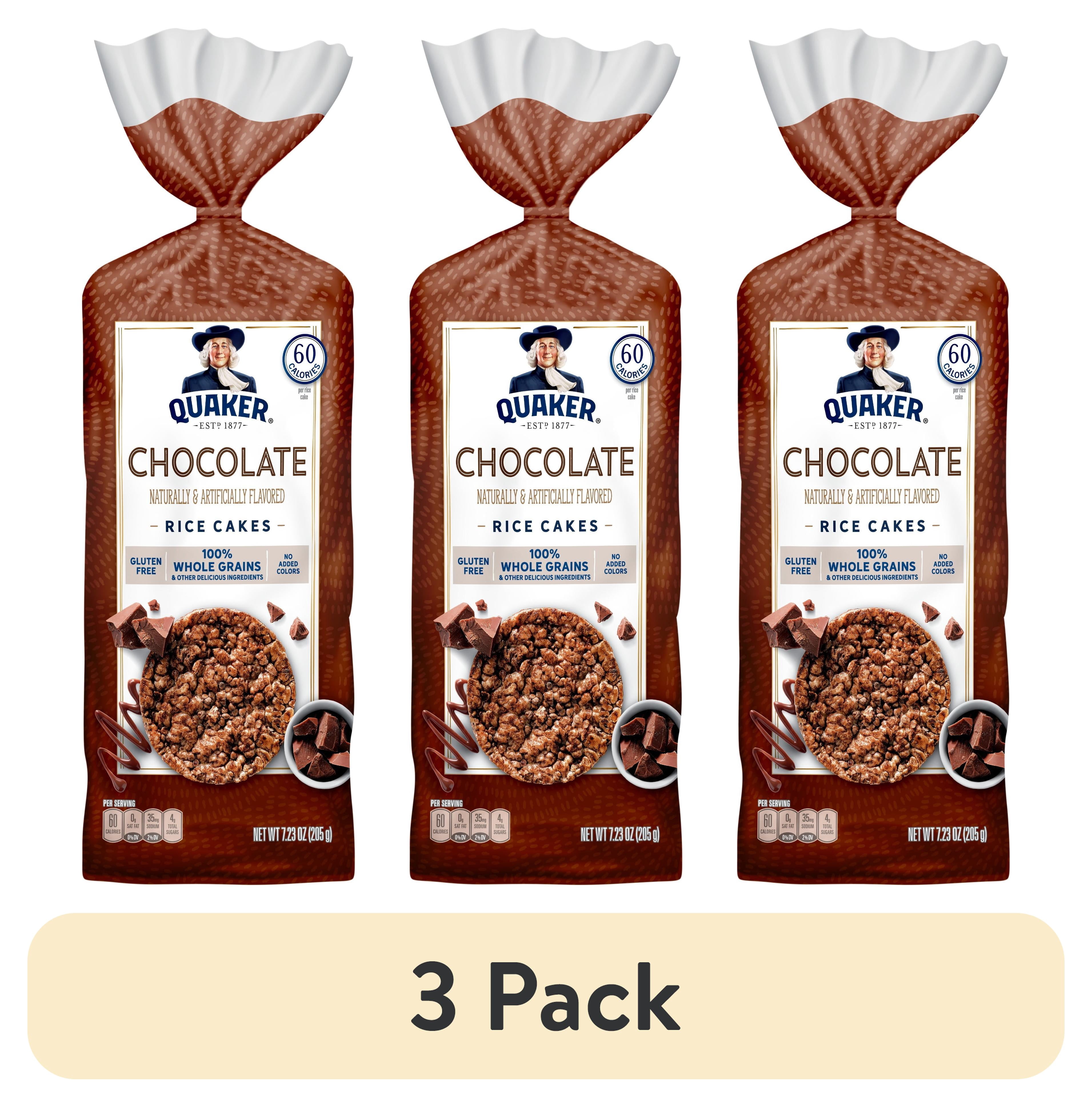 (3 pack) Quaker Rice Cakes, Whole Grain Chocolate, Gluten Free, 7.23 oz