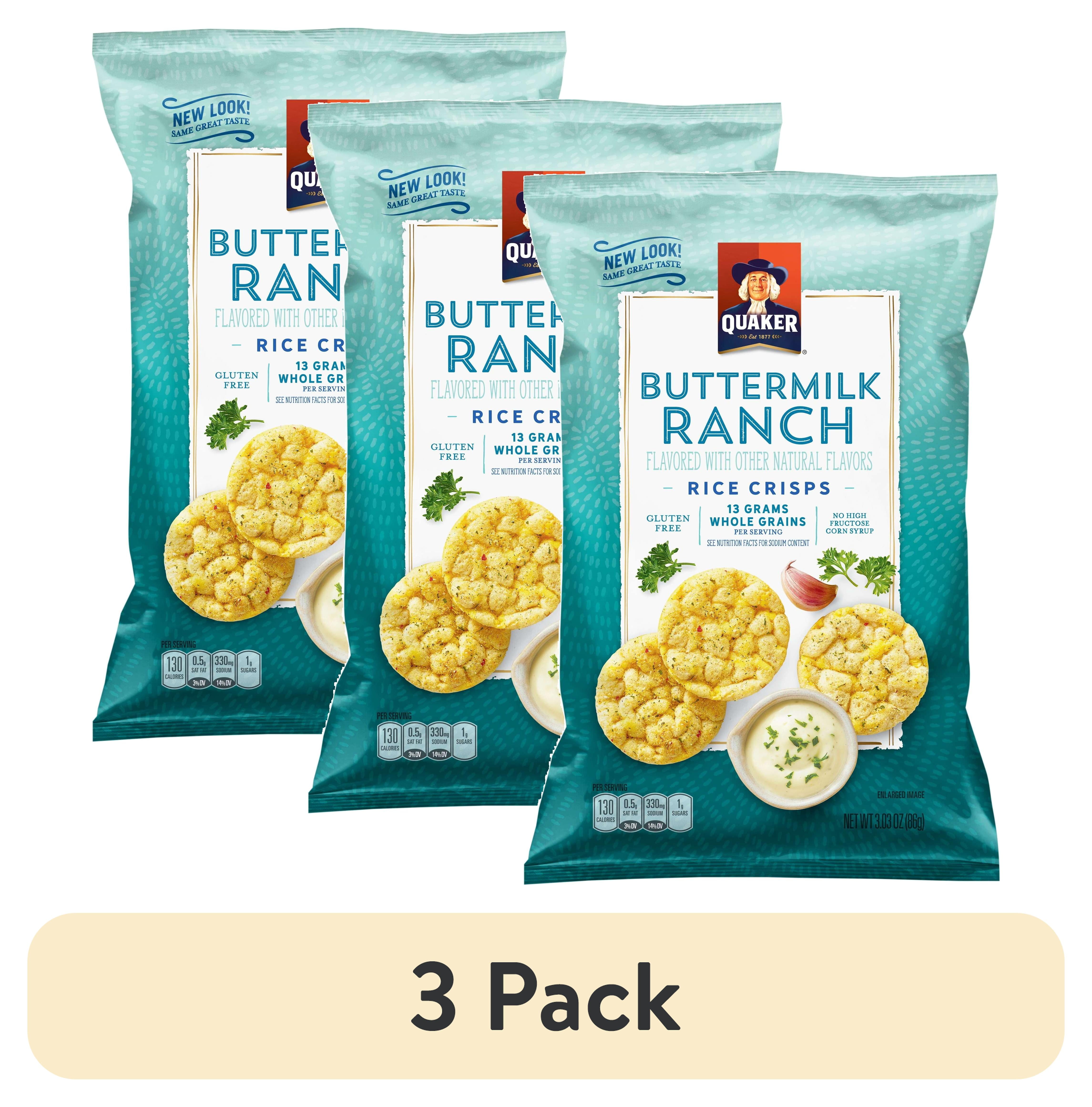 Quaker Rice Crisps Ranch (3 pack) Quaker Rice Crisps, Buttermilk Ranch, 3.03 oz Bag - Walmart.com