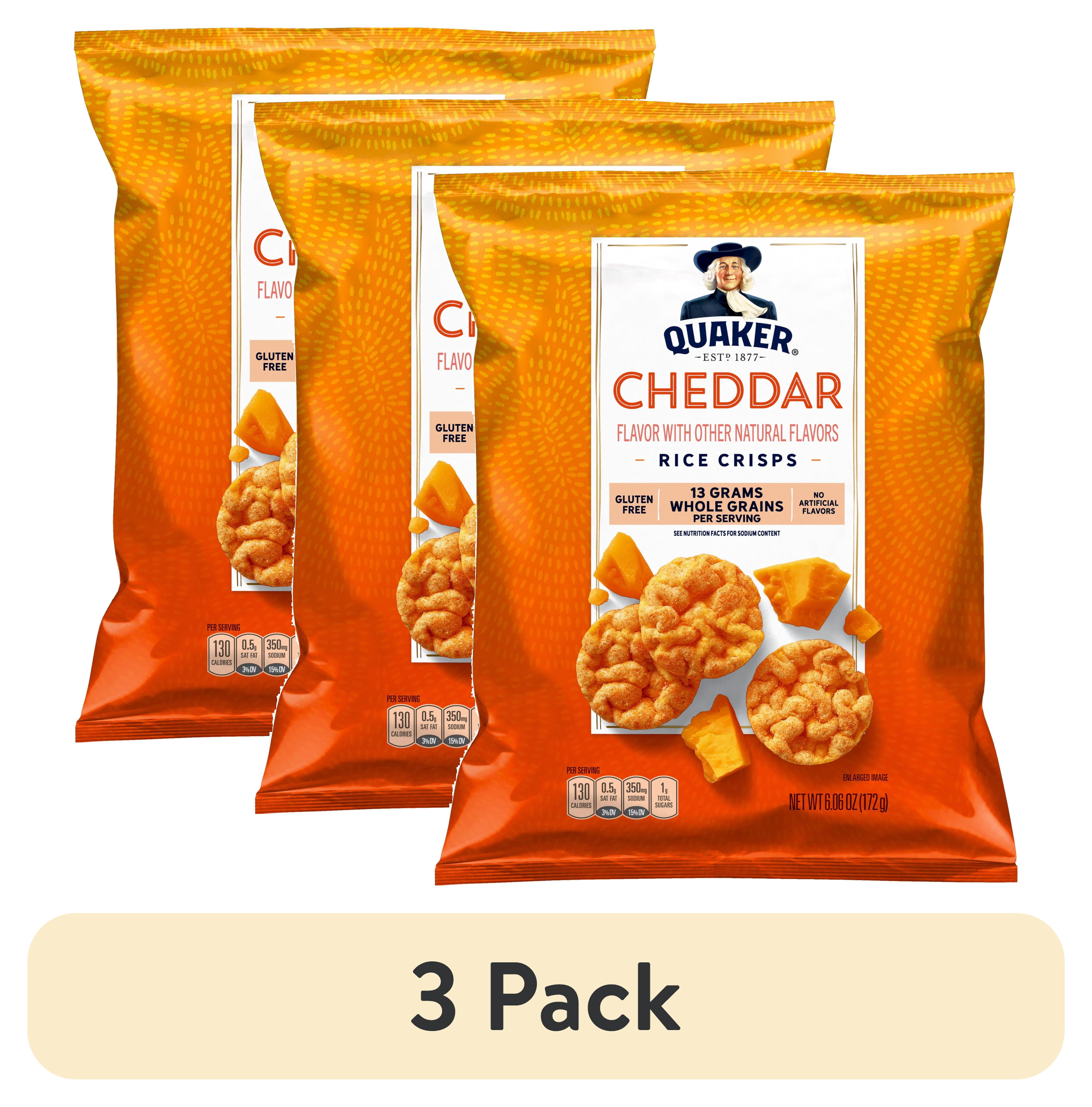 (3 pack) Quaker Rice Crisps, Cheddar Cheese, Gluten Free, 6.06 oz Bag