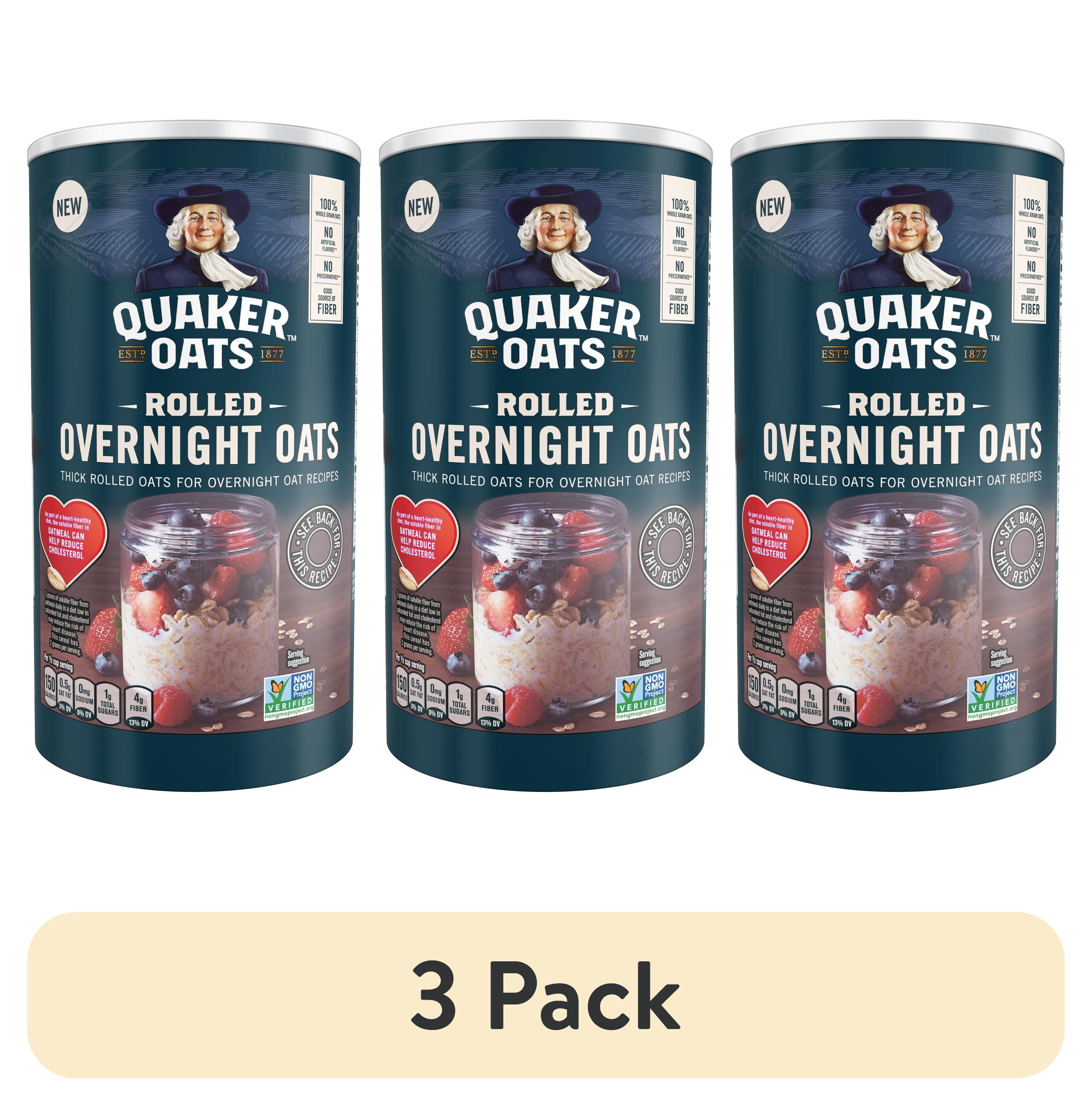 (3 pack) Quaker, Rolled Overnight Oats, Oatmeal, 19 oz