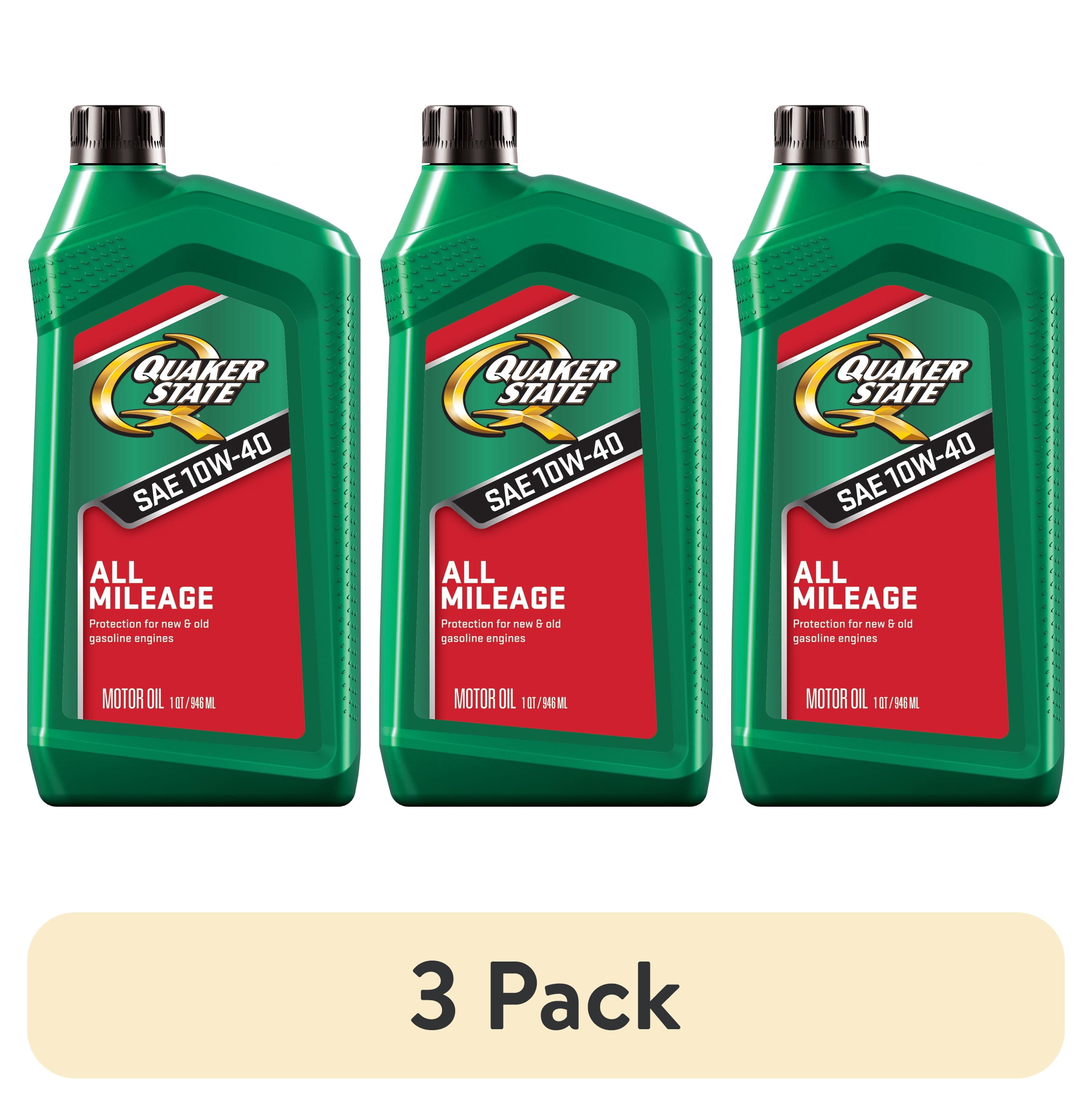 (3 pack) Quaker State All Mileage 10W-40 Motor Oil, 1 Quart