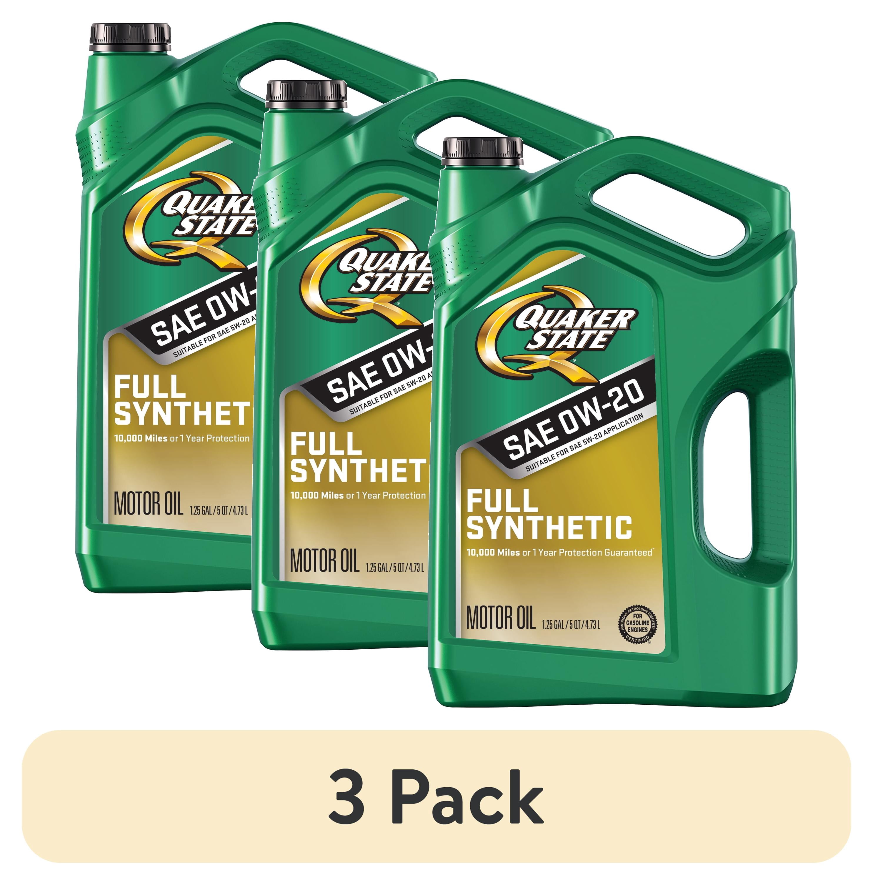 3 pack) Quaker State Full Synthetic 0W-20 Motor Oil, 5-Quart