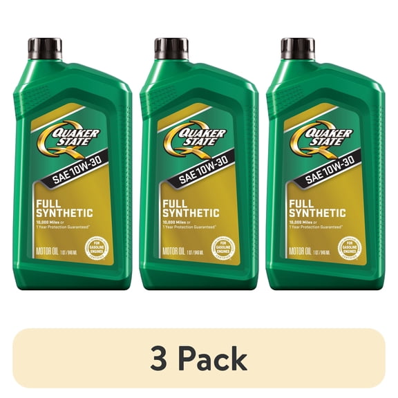 (3 pack) Quaker State Full Synthetic 10W-30 Motor Oil, 1 Quart