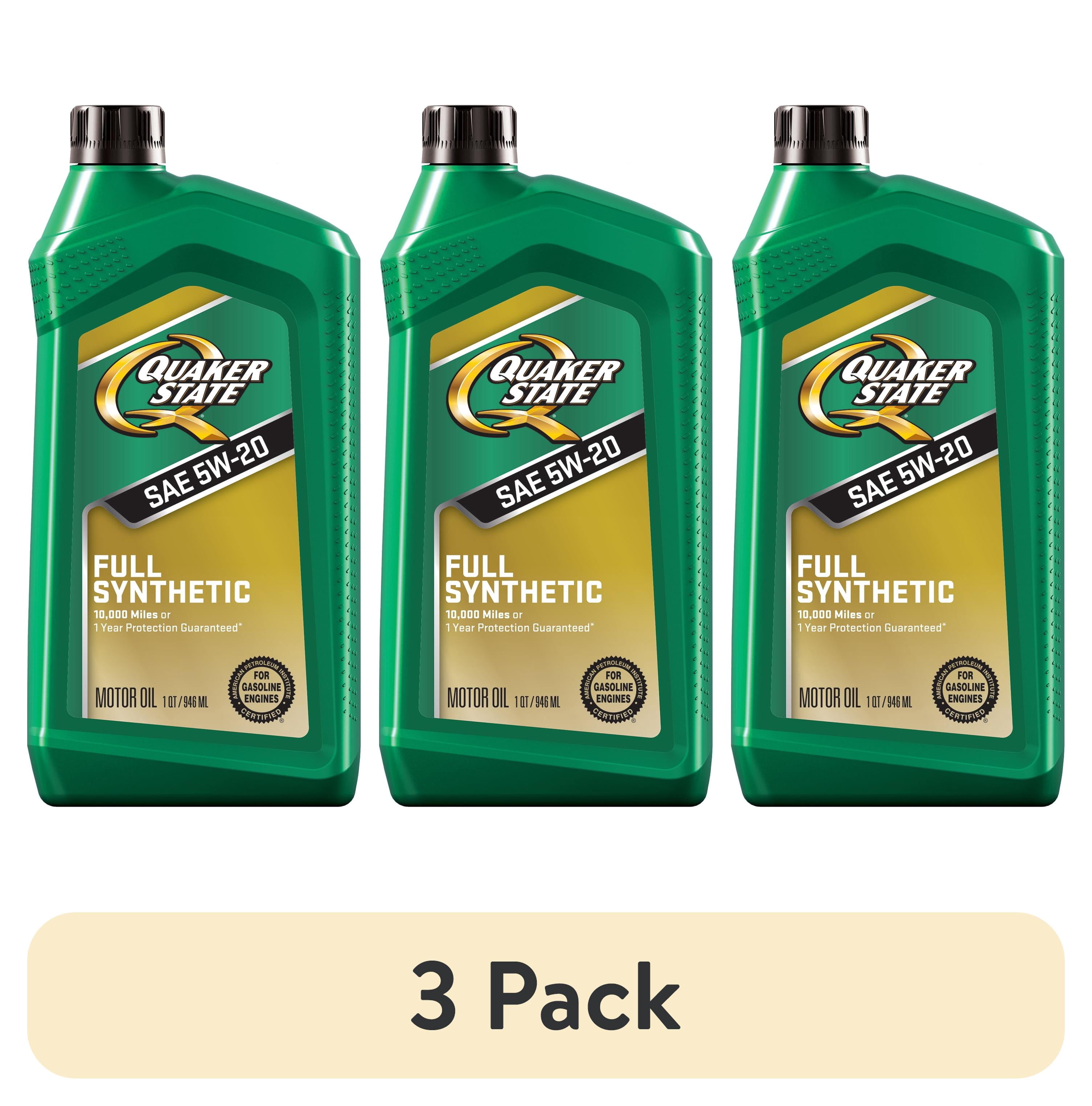 (3 pack) Quaker State Full Synthetic 5W-20 Motor Oil, 1 Quart