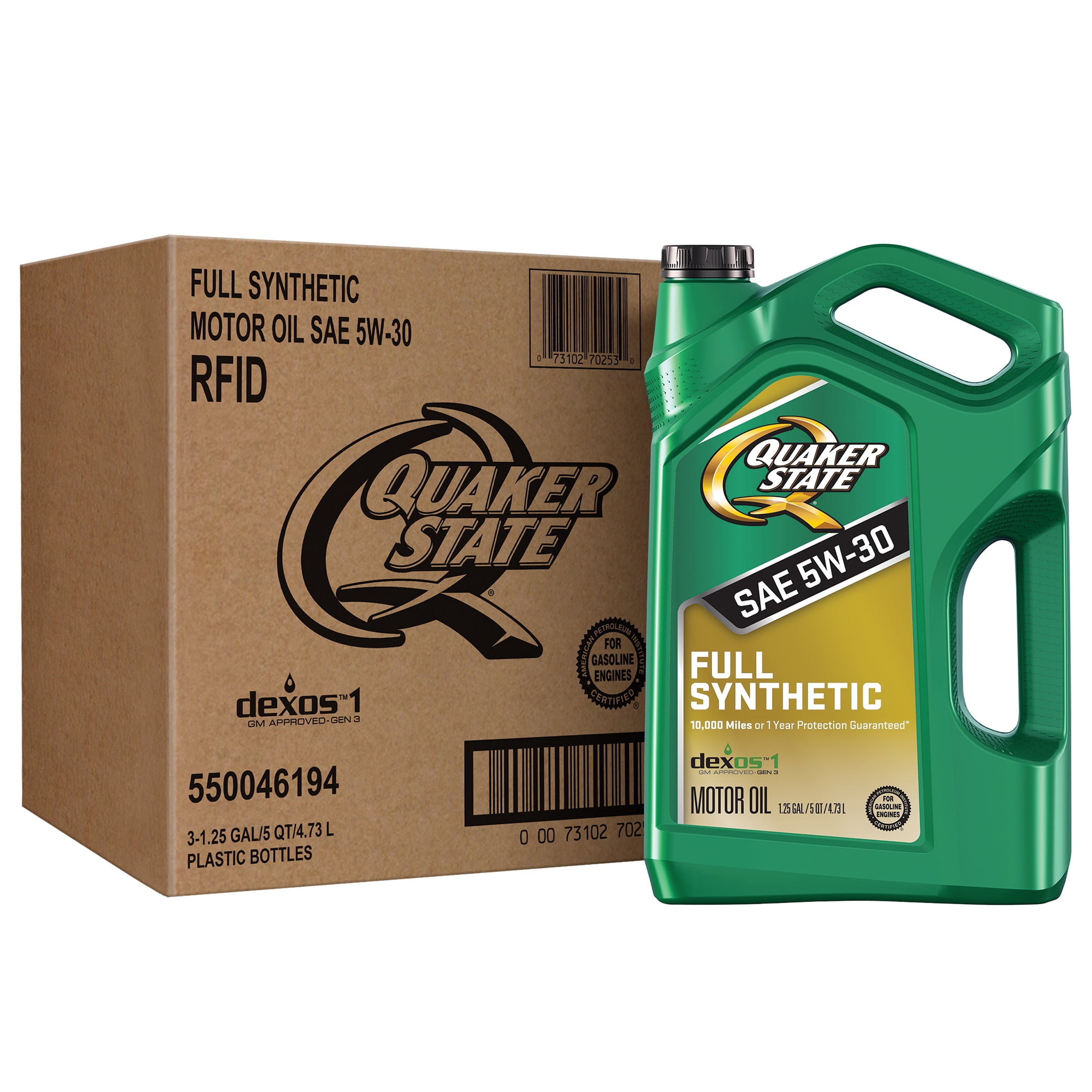 (3 pack) Quaker State Full Synthetic 5W-30 Motor Oil, 5 Quart (3 Pack)