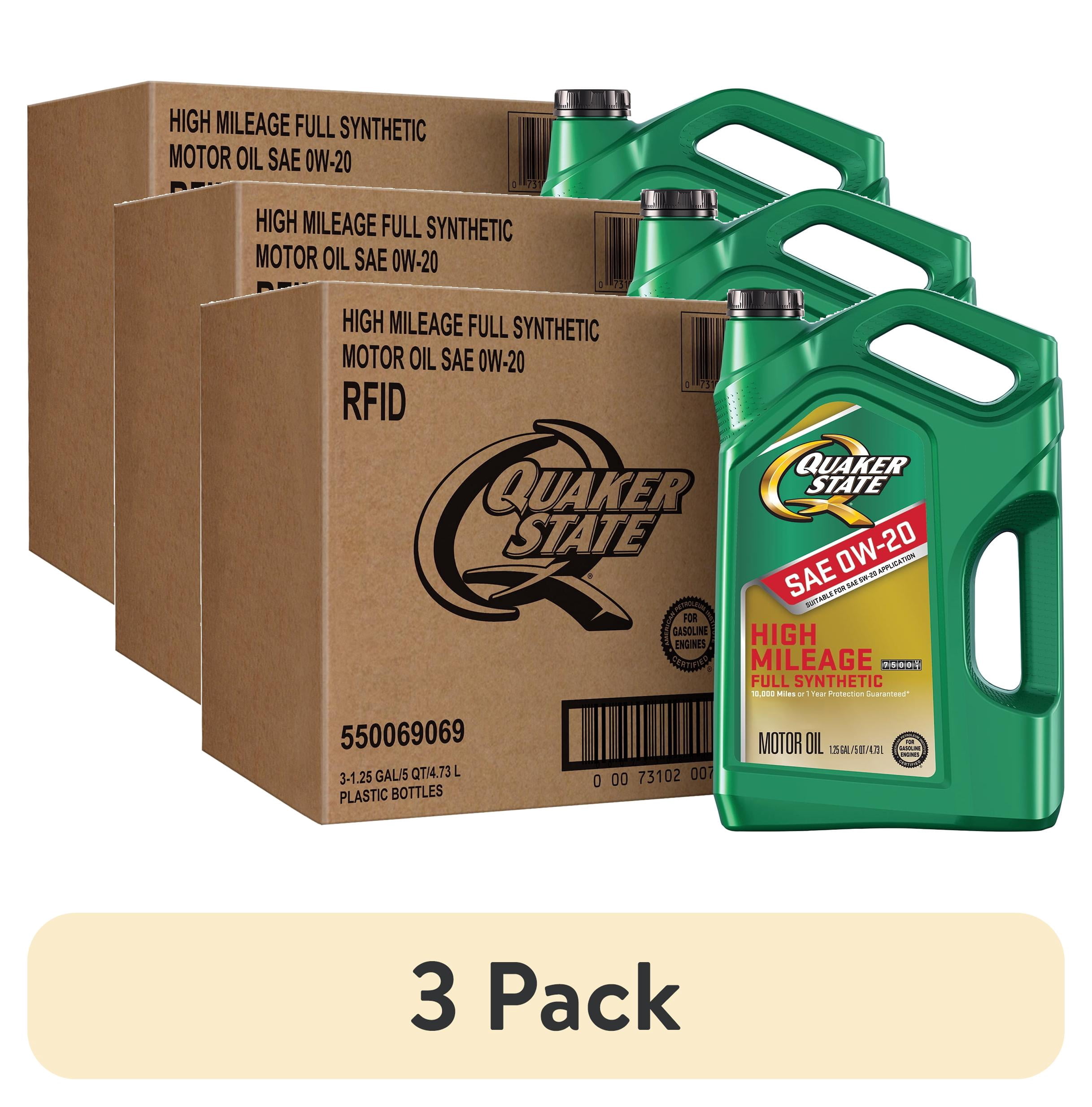 Quaker State Full Synthetic High Mileage 0W-20 Motor Oil, 5 Quart