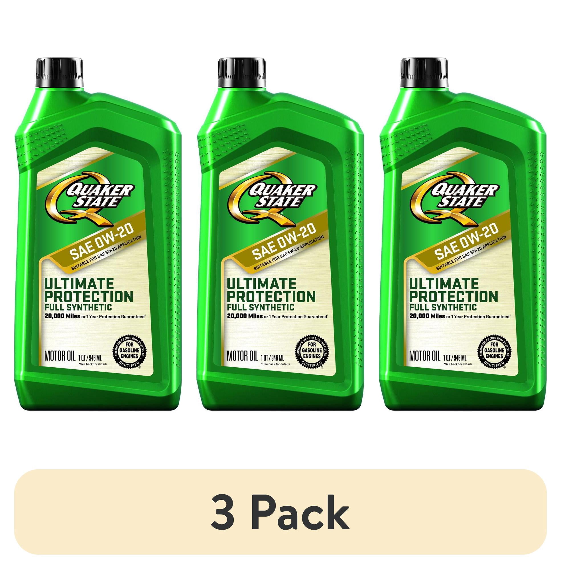 QUAKER STATE 0W-20 4L エンジンオイル 3缶セット 3 pack) Quaker State Ultimate Protection Full Synthetic 0W-20