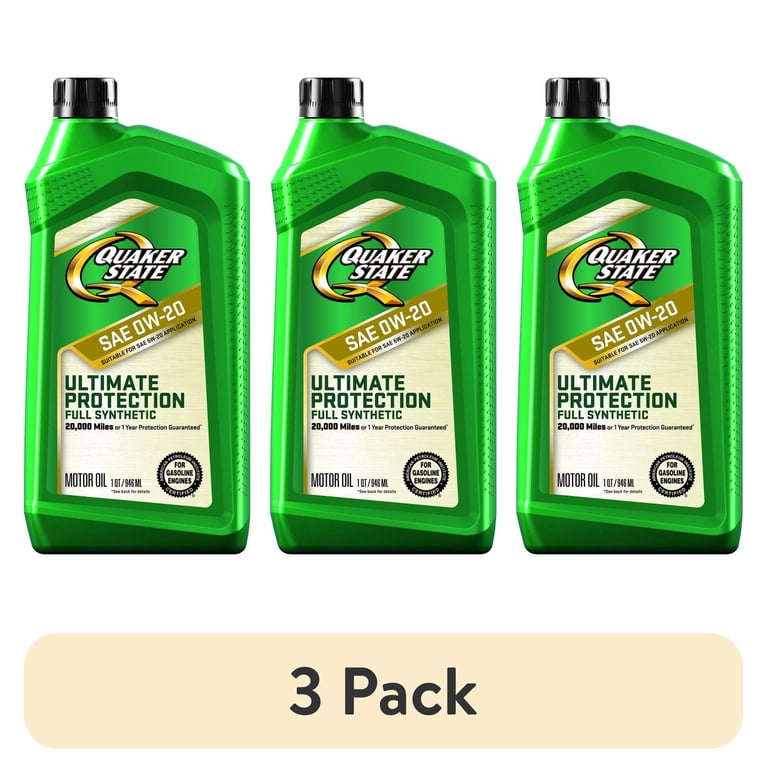 QUAKER STATE 0W-20 4L エンジンオイル 3缶セット 3 pack) Quaker State Ultimate Protection Full Synthetic 0W-20