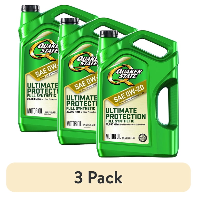 QUAKER STATE 0W-20 4L エンジンオイル 3缶セット 3 pack) Quaker State Ultimate Protection Full Synthetic 0W-20