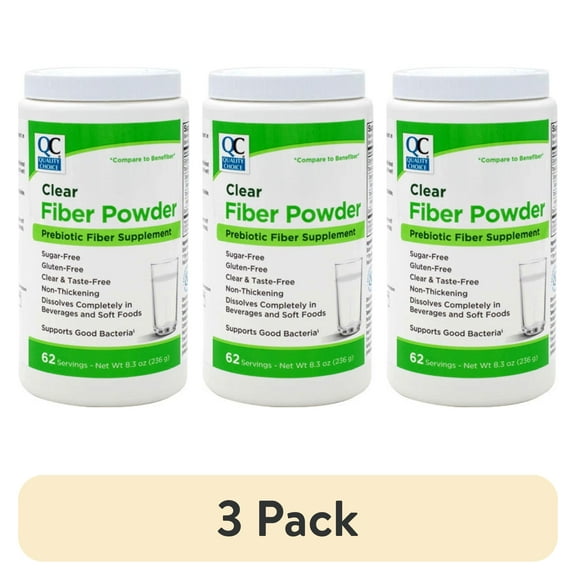 (3 pack) Quality Choice Clear Prebiotic Fiber Supplement Powder for Digestive Health - Tasteless, Non-Thickening Formula - 62 Servings, 8.3 Ounces - Ideal for Adults & Children 6 & Up Daily Fiber Powder