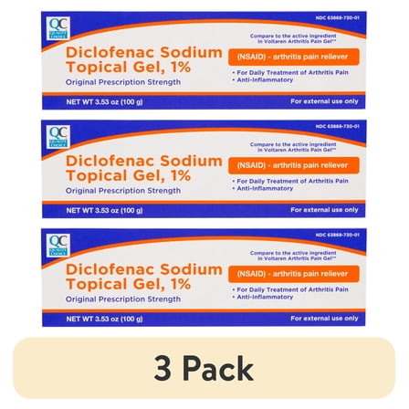 (3 pack) Quality Choice Diclofenac Sodium Topical Gel 1% Arthritis Pain Reliever 3.53 oz