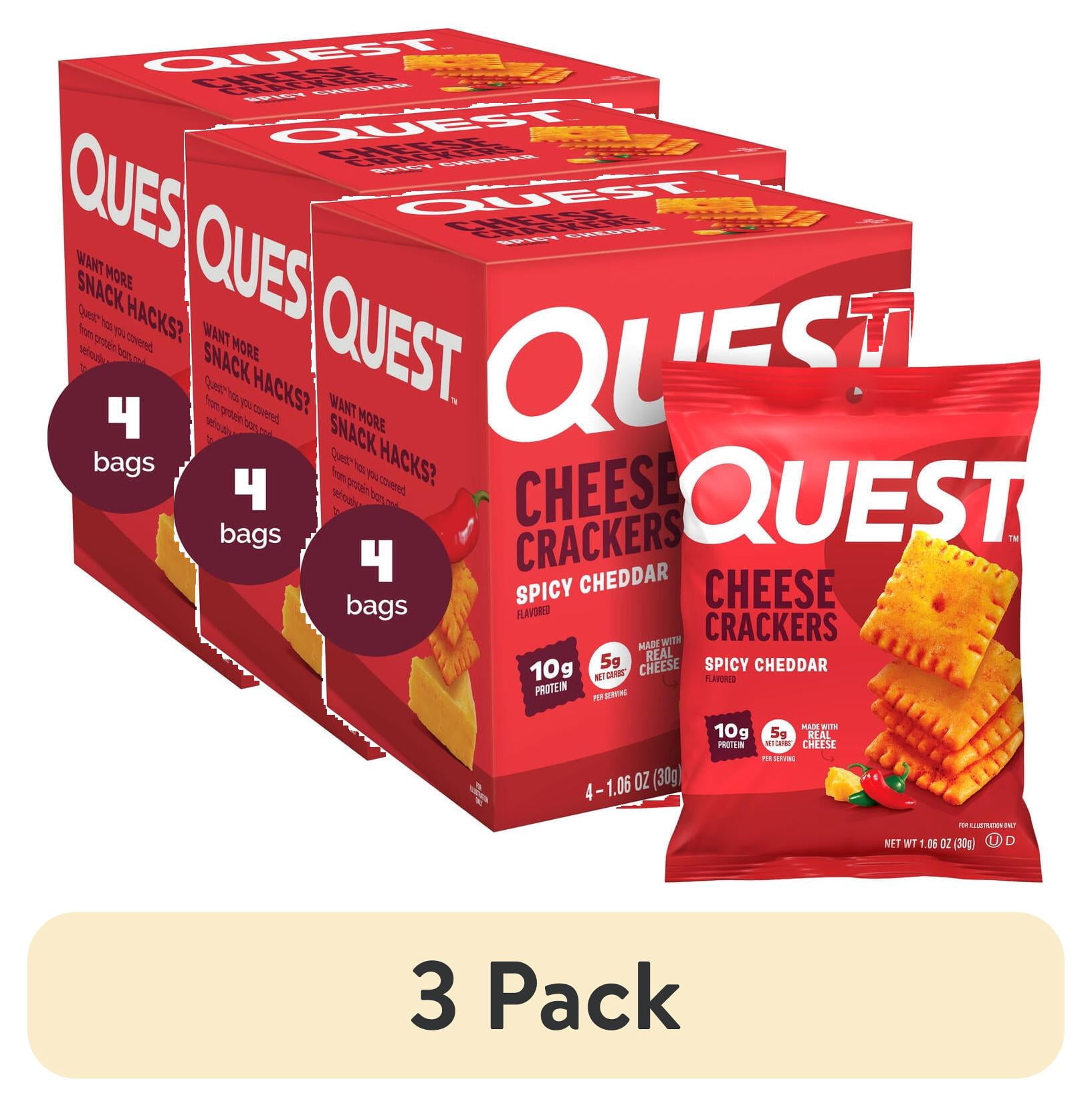 (3 pack) Quest Protein Crackers, Spicy Cheddar flavor, 15g of Protein, Made with Real Cheese, 4 Count